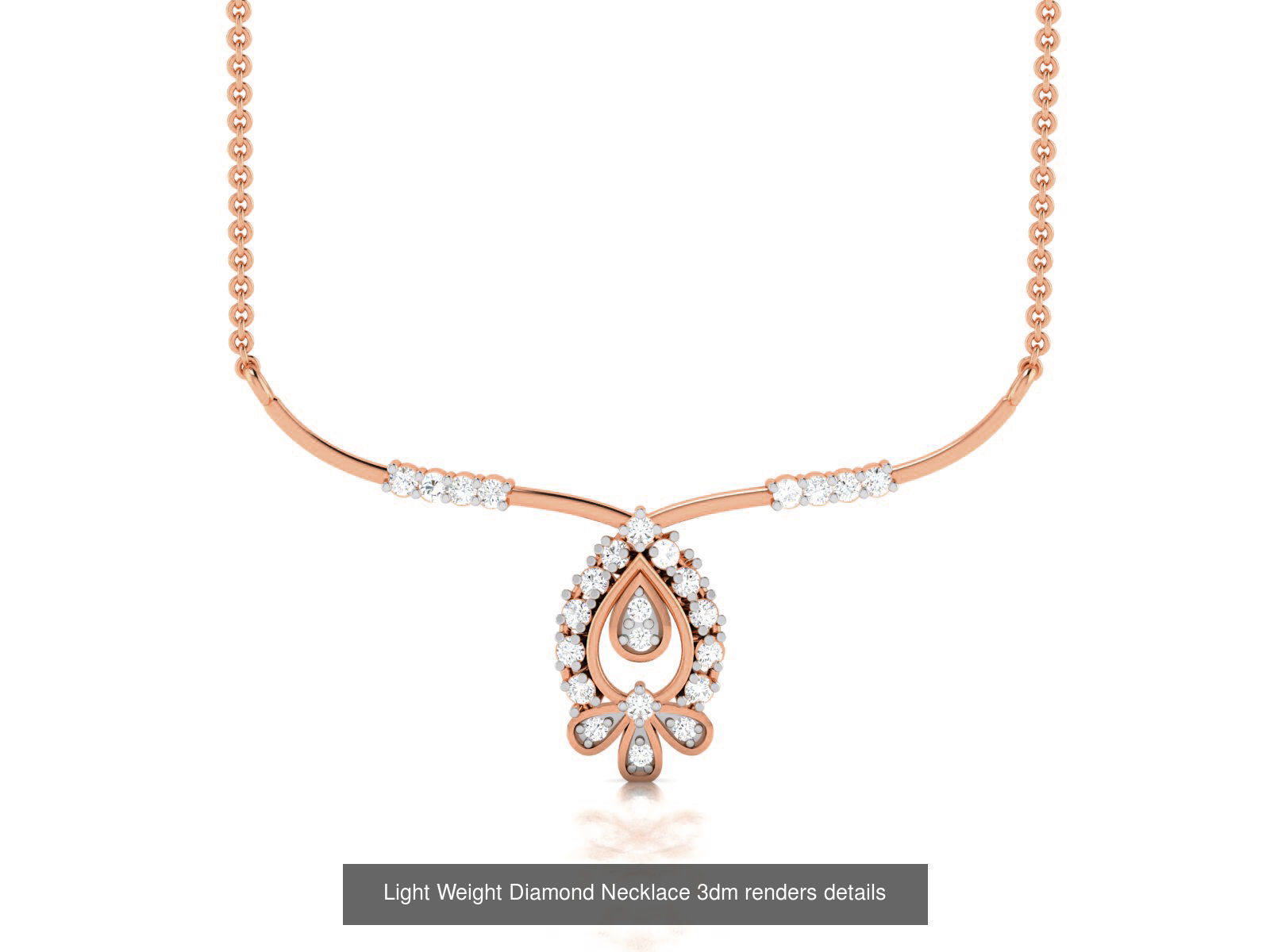 76 Light Weight Diamond Necklace 3dm renders details 3D Model Collection_61