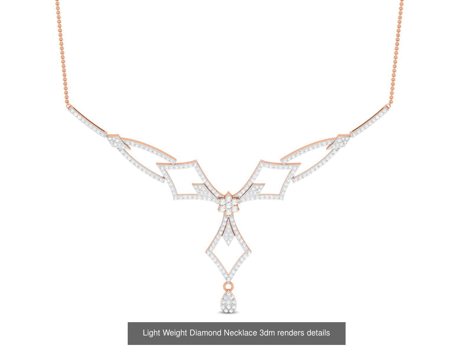 76 Light Weight Diamond Necklace 3dm renders details 3D Model Collection_75