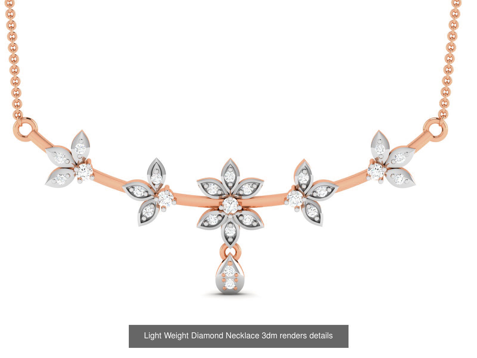 76 Light Weight Diamond Necklace 3dm renders details 3D Model Collection_47