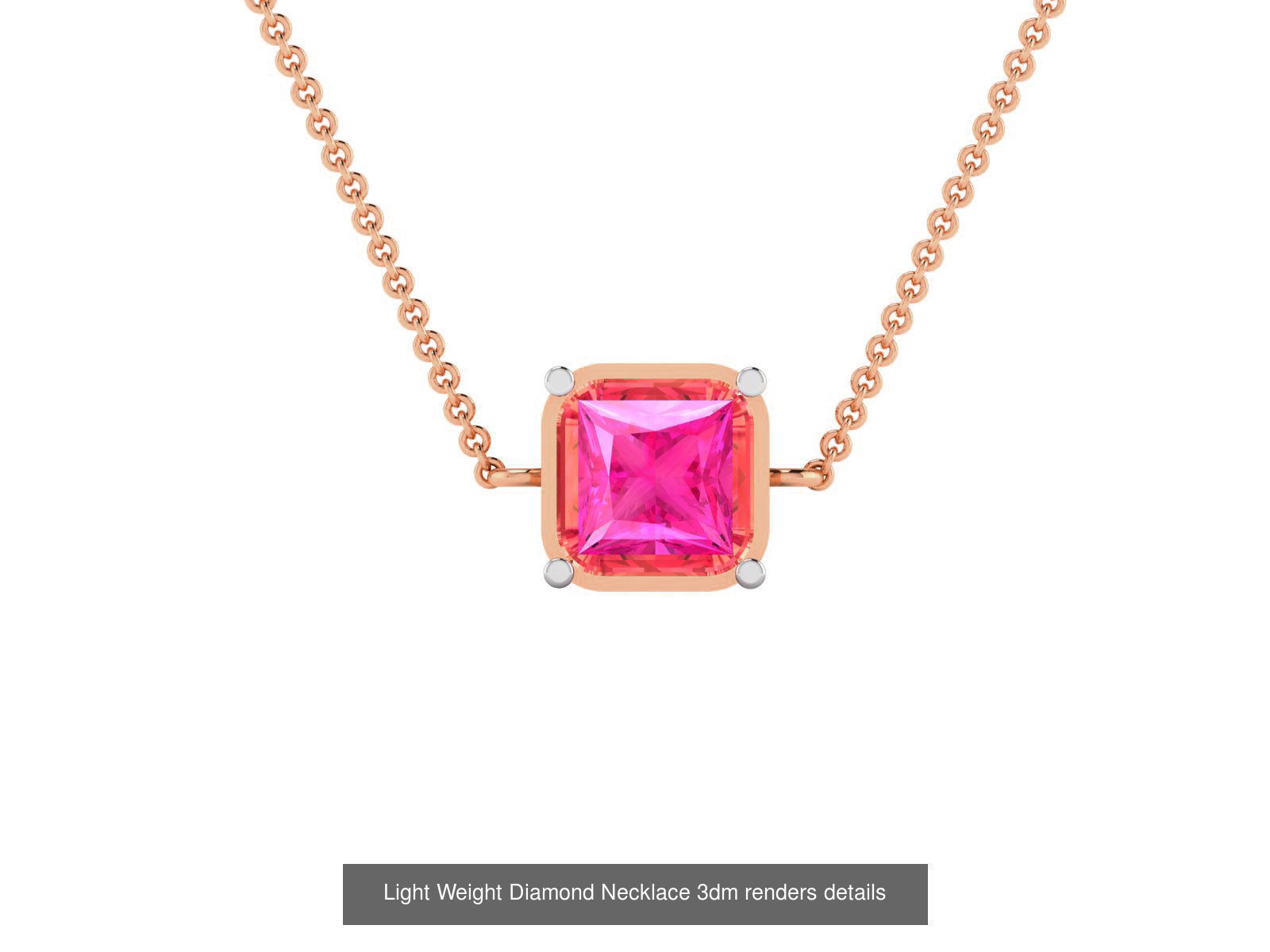 76 Light Weight Diamond Necklace 3dm renders details 3D Model Collection_29