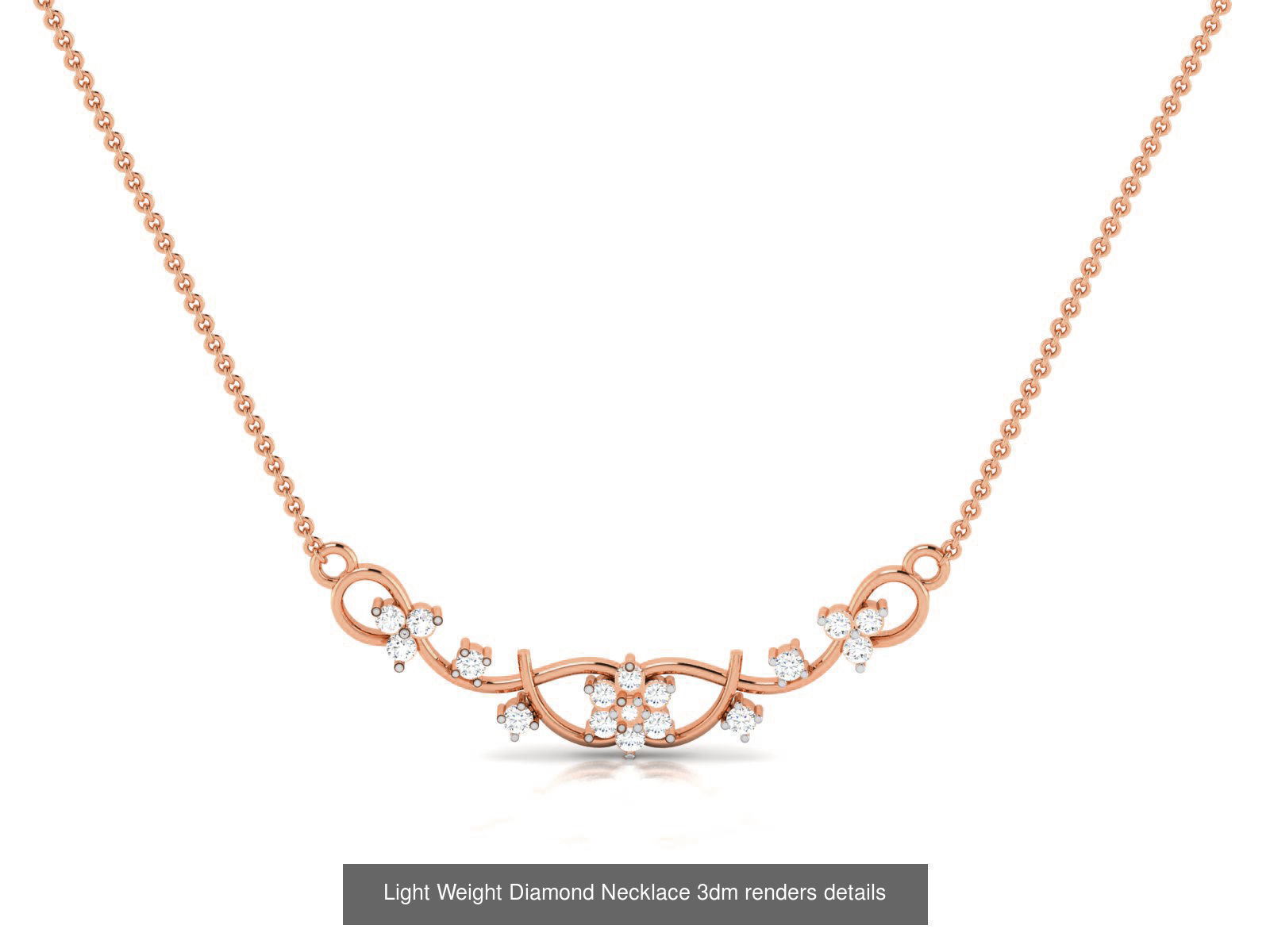 76 Light Weight Diamond Necklace 3dm renders details 3D Model Collection_59