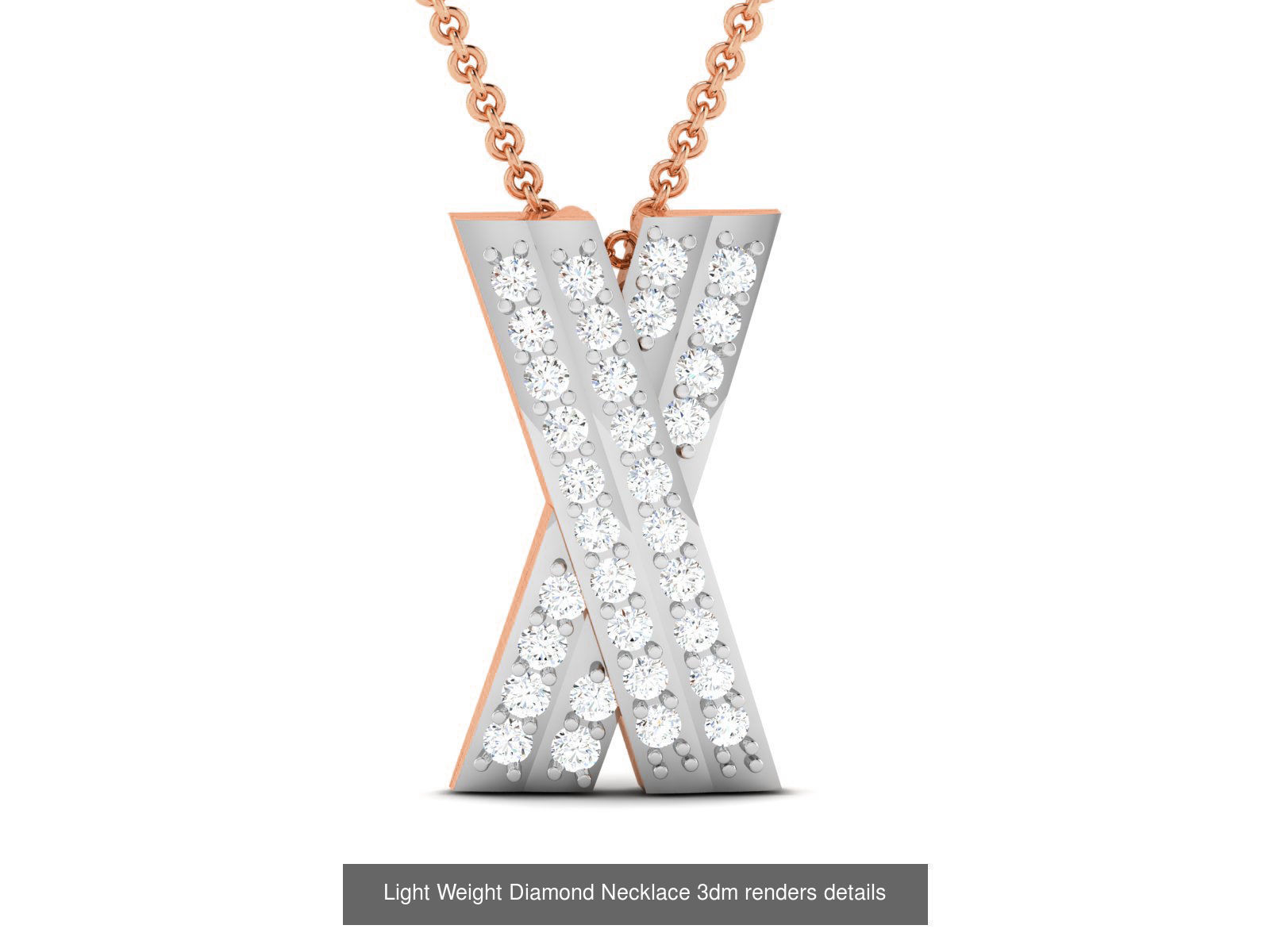 76 Light Weight Diamond Necklace 3dm renders details 3D Model Collection_21