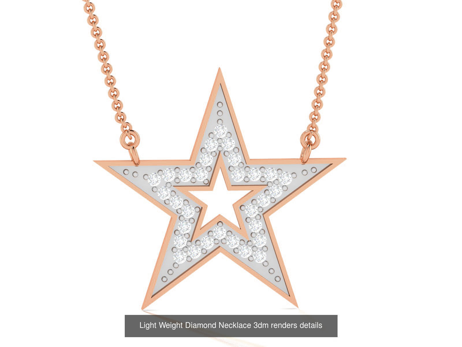 76 Light Weight Diamond Necklace 3dm renders details 3D Model Collection_38