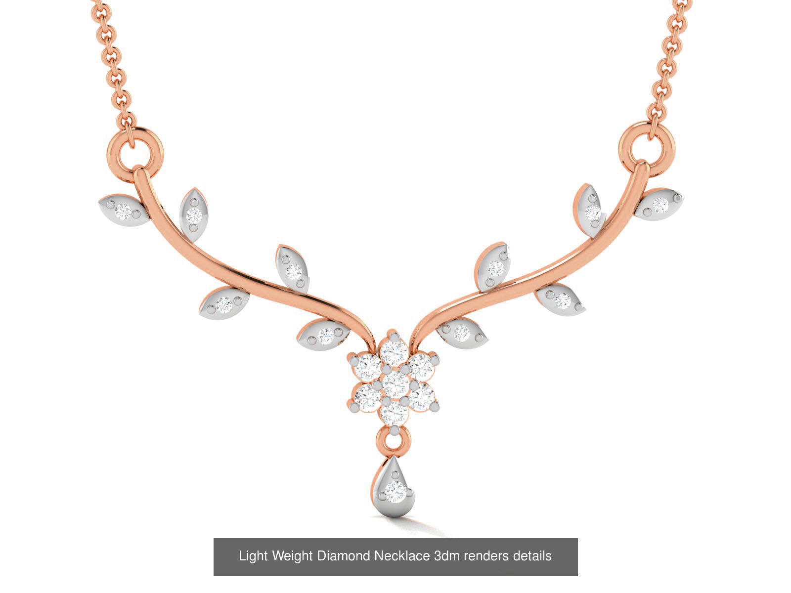76 Light Weight Diamond Necklace 3dm renders details 3D Model Collection_82