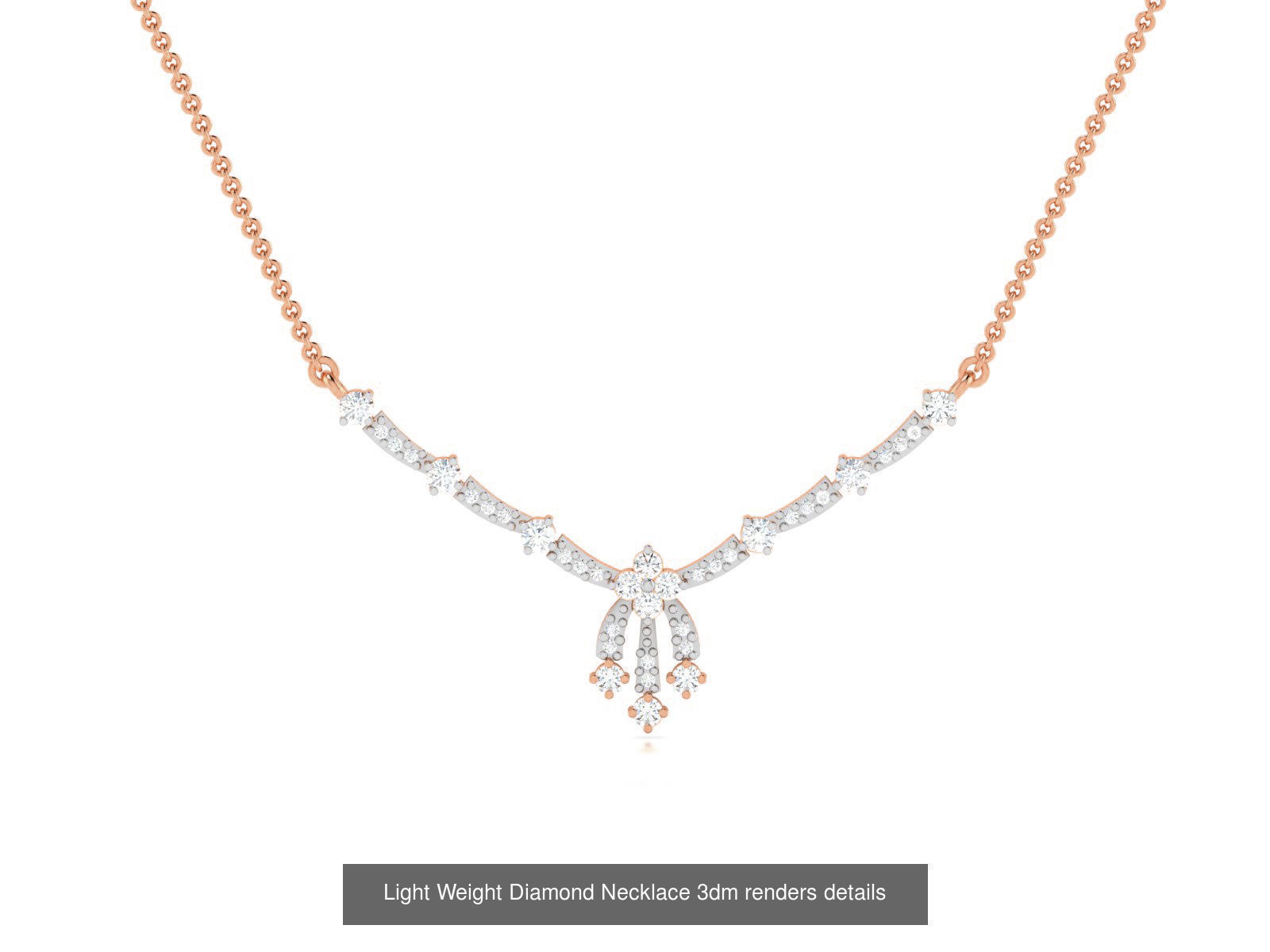 76 Light Weight Diamond Necklace 3dm renders details 3D Model Collection_63