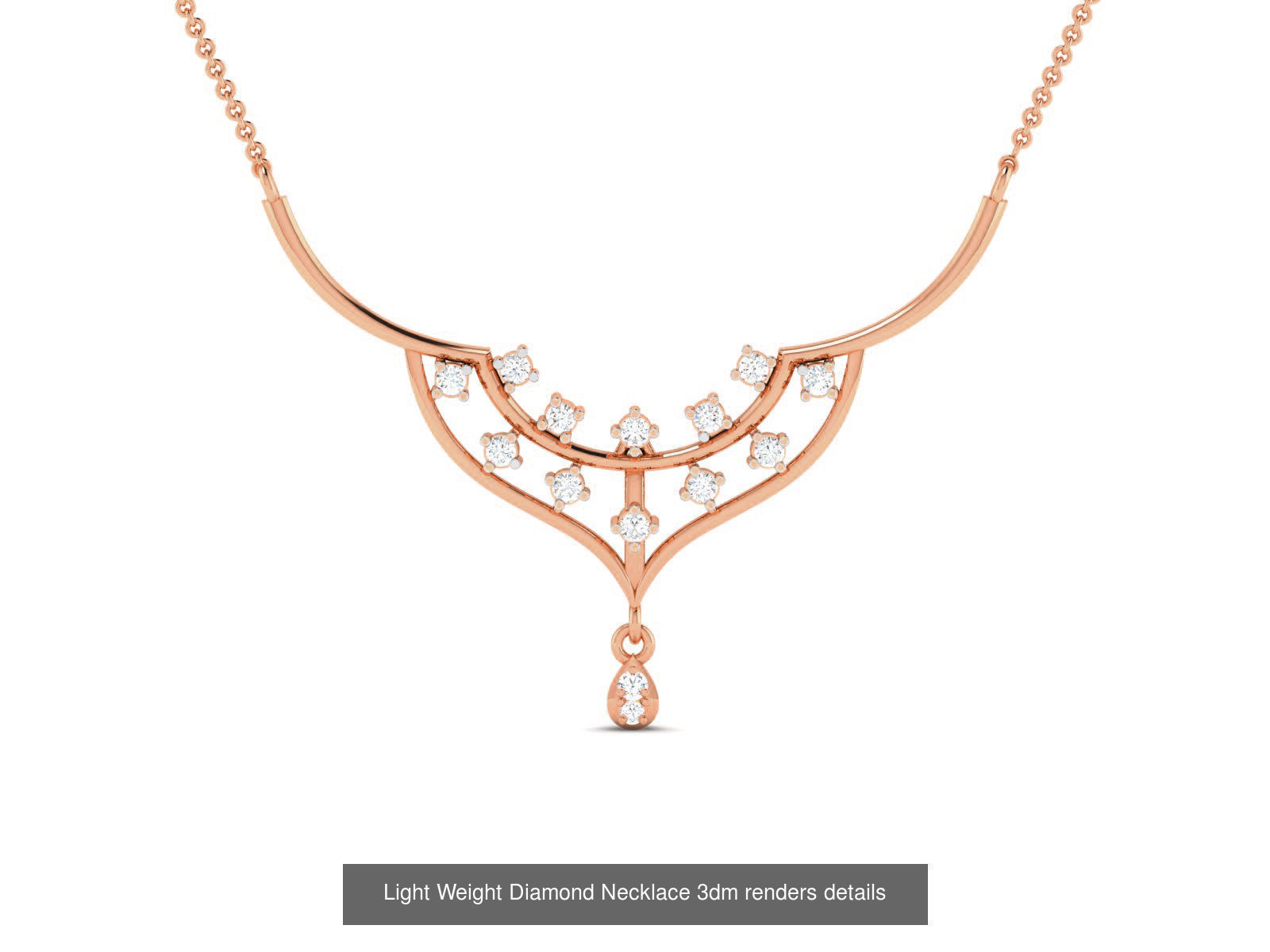 76 Light Weight Diamond Necklace 3dm renders details 3D Model Collection_43