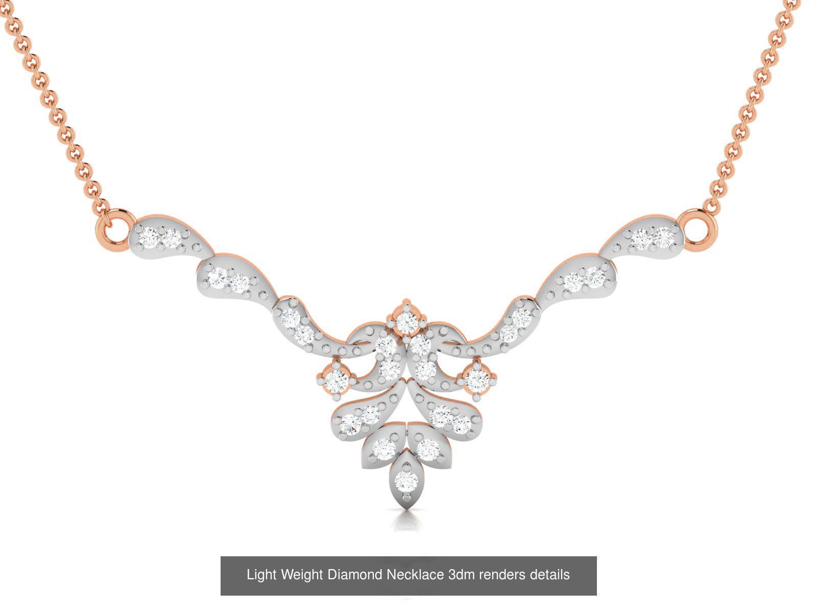 76 Light Weight Diamond Necklace 3dm renders details 3D Model Collection_58