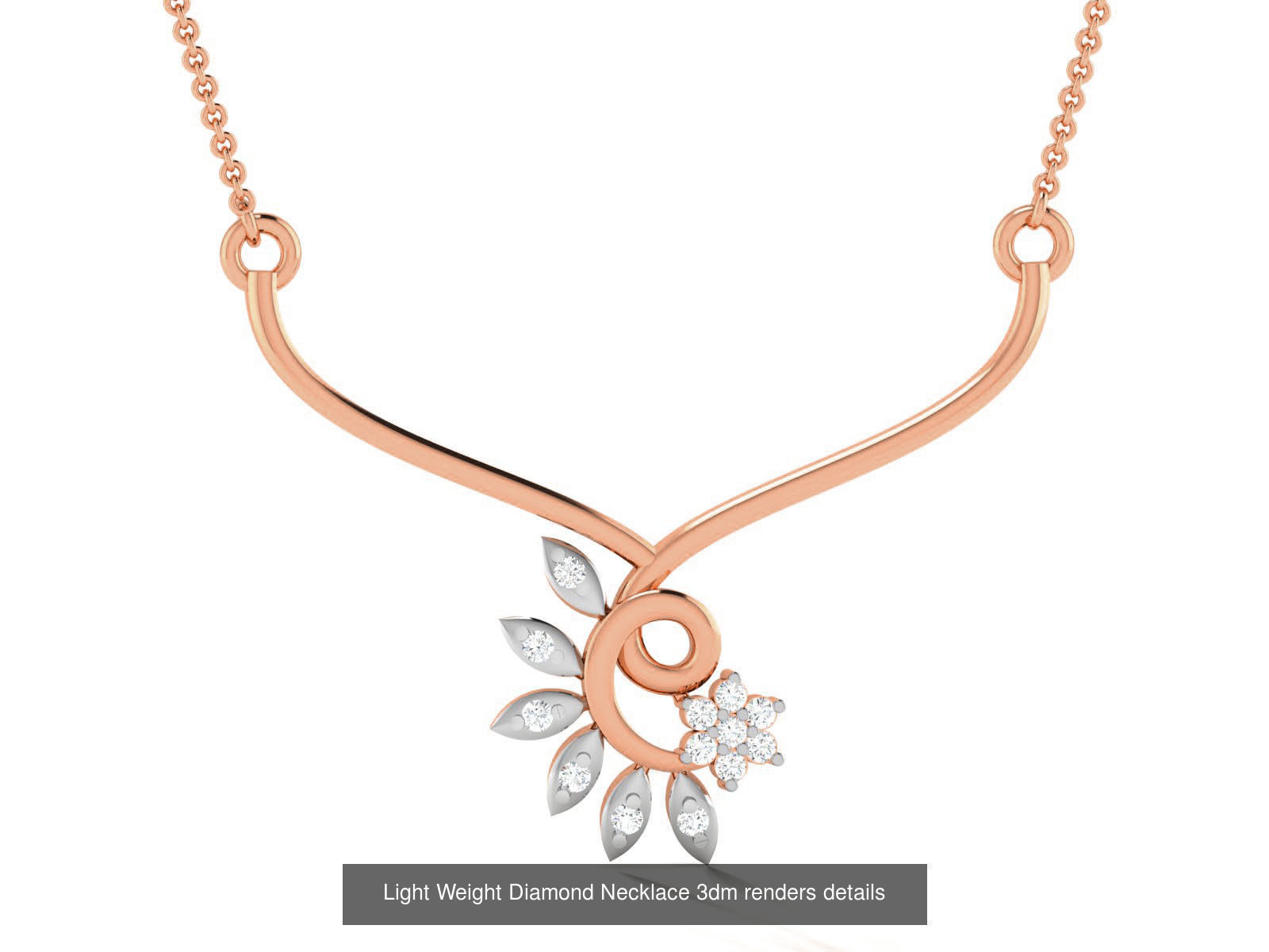 76 Light Weight Diamond Necklace 3dm renders details 3D Model Collection_79