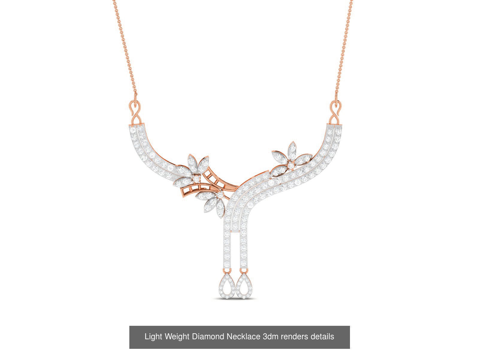 76 Light Weight Diamond Necklace 3dm renders details 3D Model Collection_74