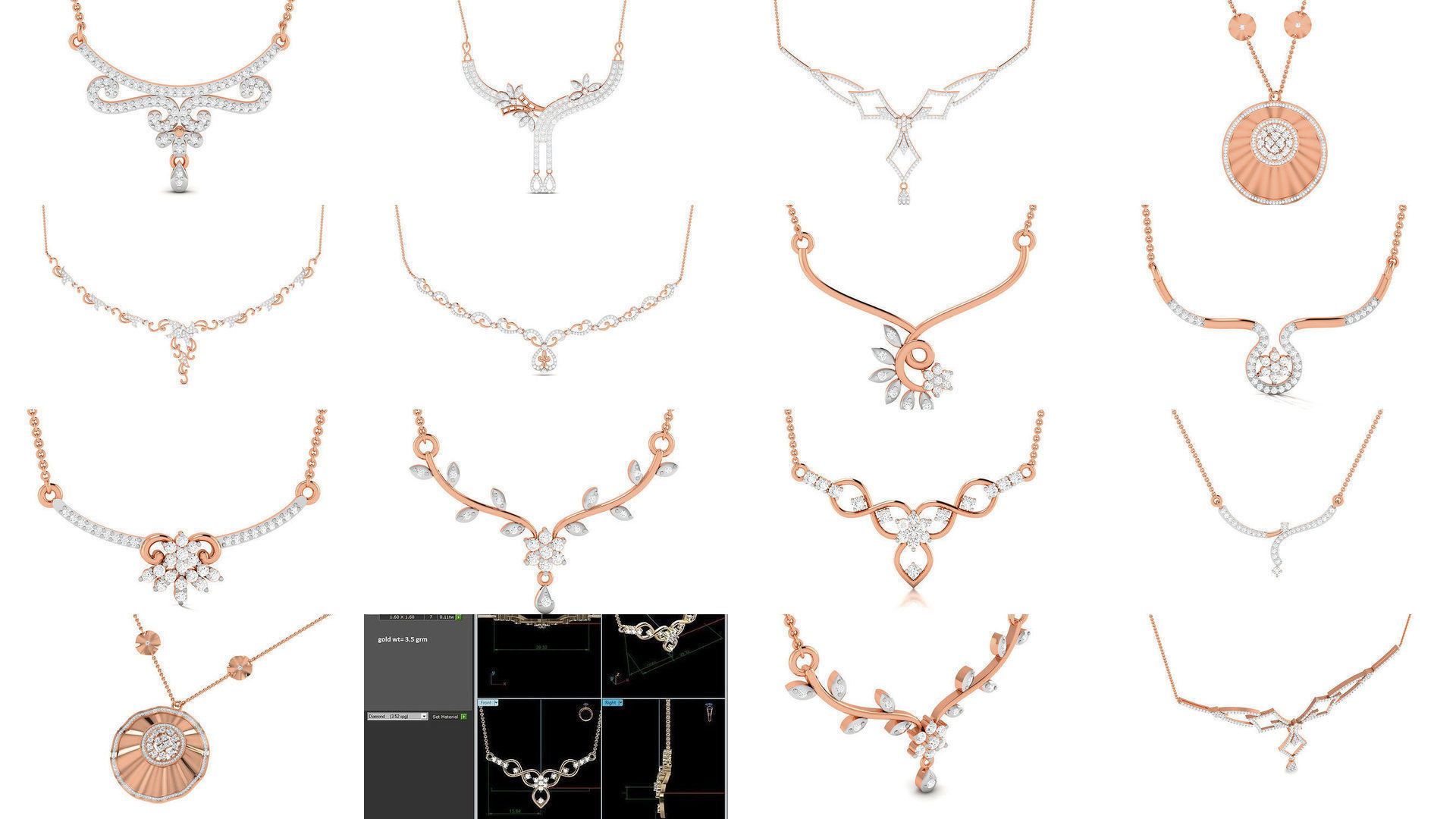 76 Light Weight Diamond Necklace 3dm renders details 3D Model Collection_7