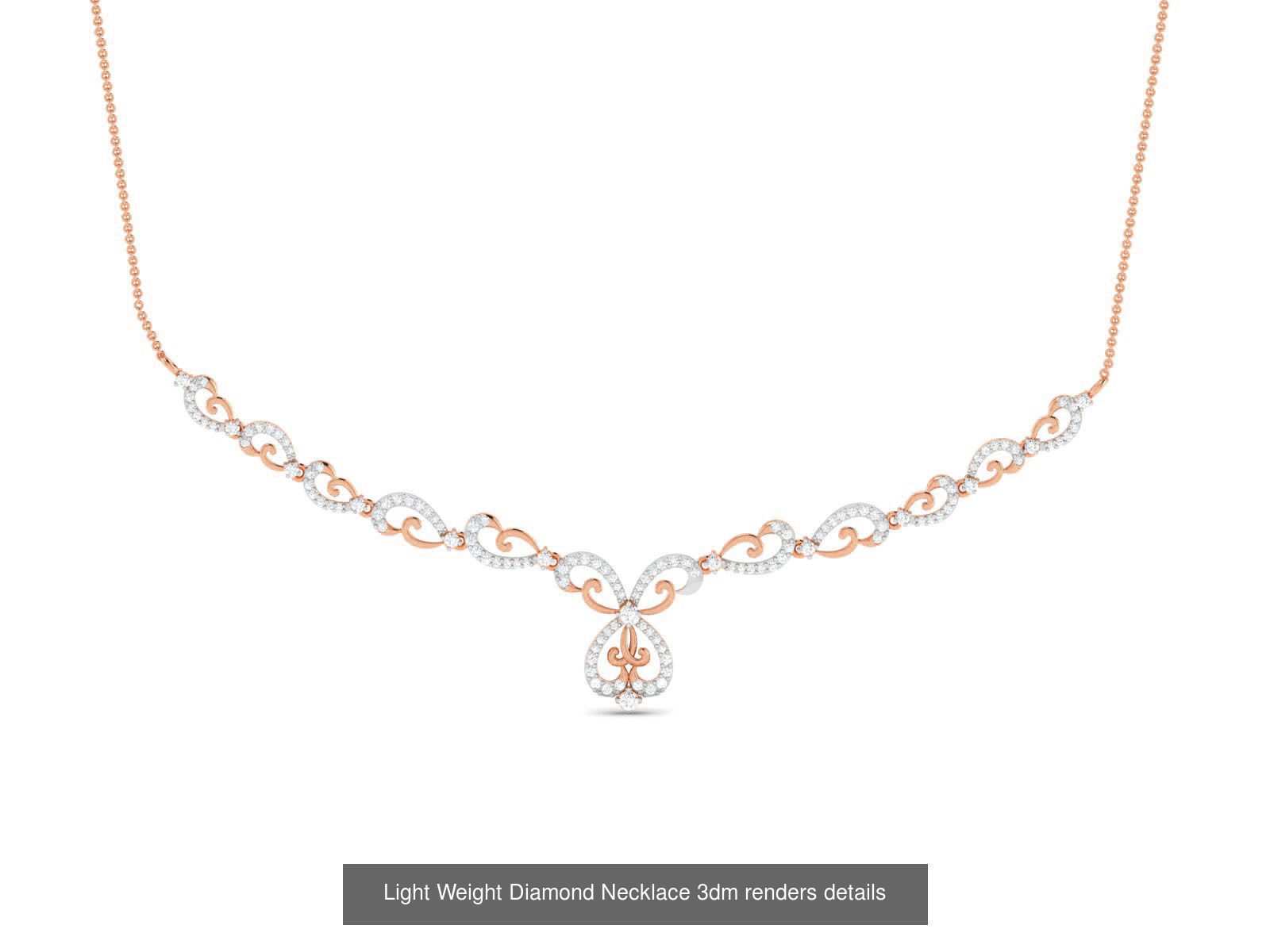 76 Light Weight Diamond Necklace 3dm renders details 3D Model Collection_78