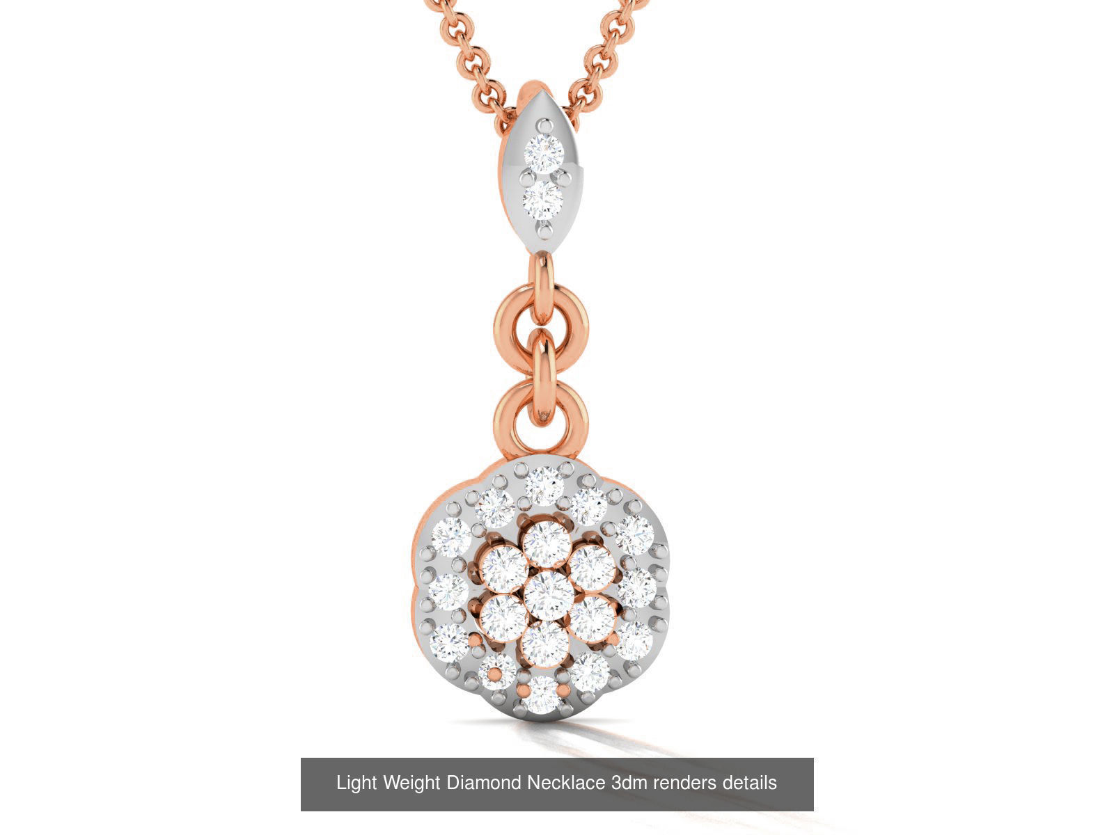 76 Light Weight Diamond Necklace 3dm renders details 3D Model Collection_22
