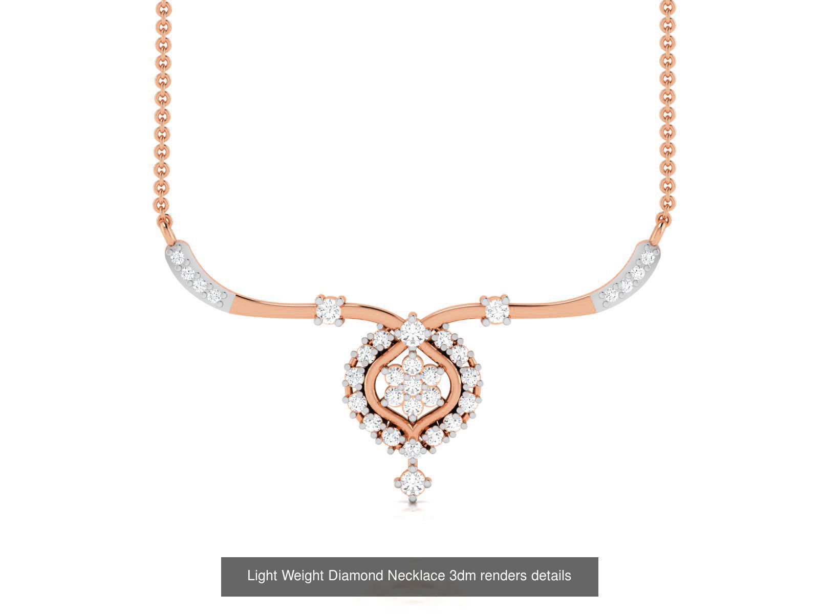 76 Light Weight Diamond Necklace 3dm renders details 3D Model Collection_62