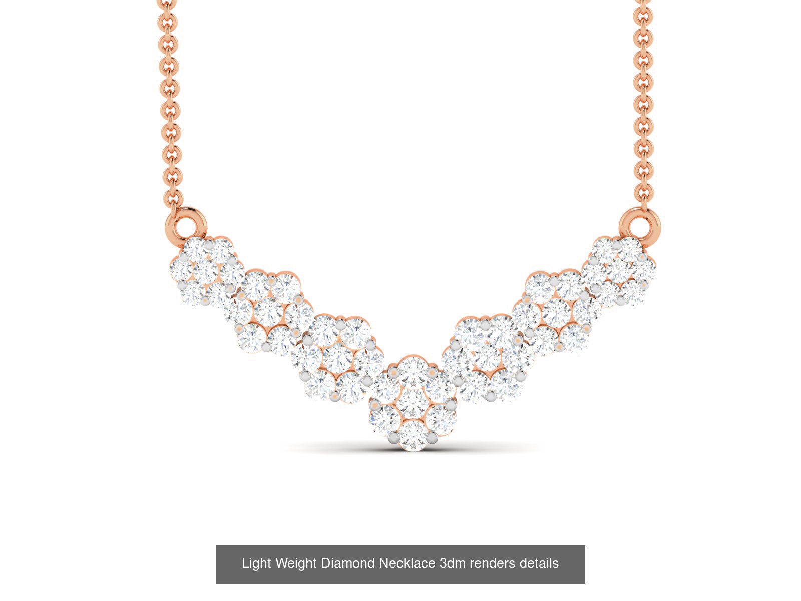 76 Light Weight Diamond Necklace 3dm renders details 3D Model Collection_19