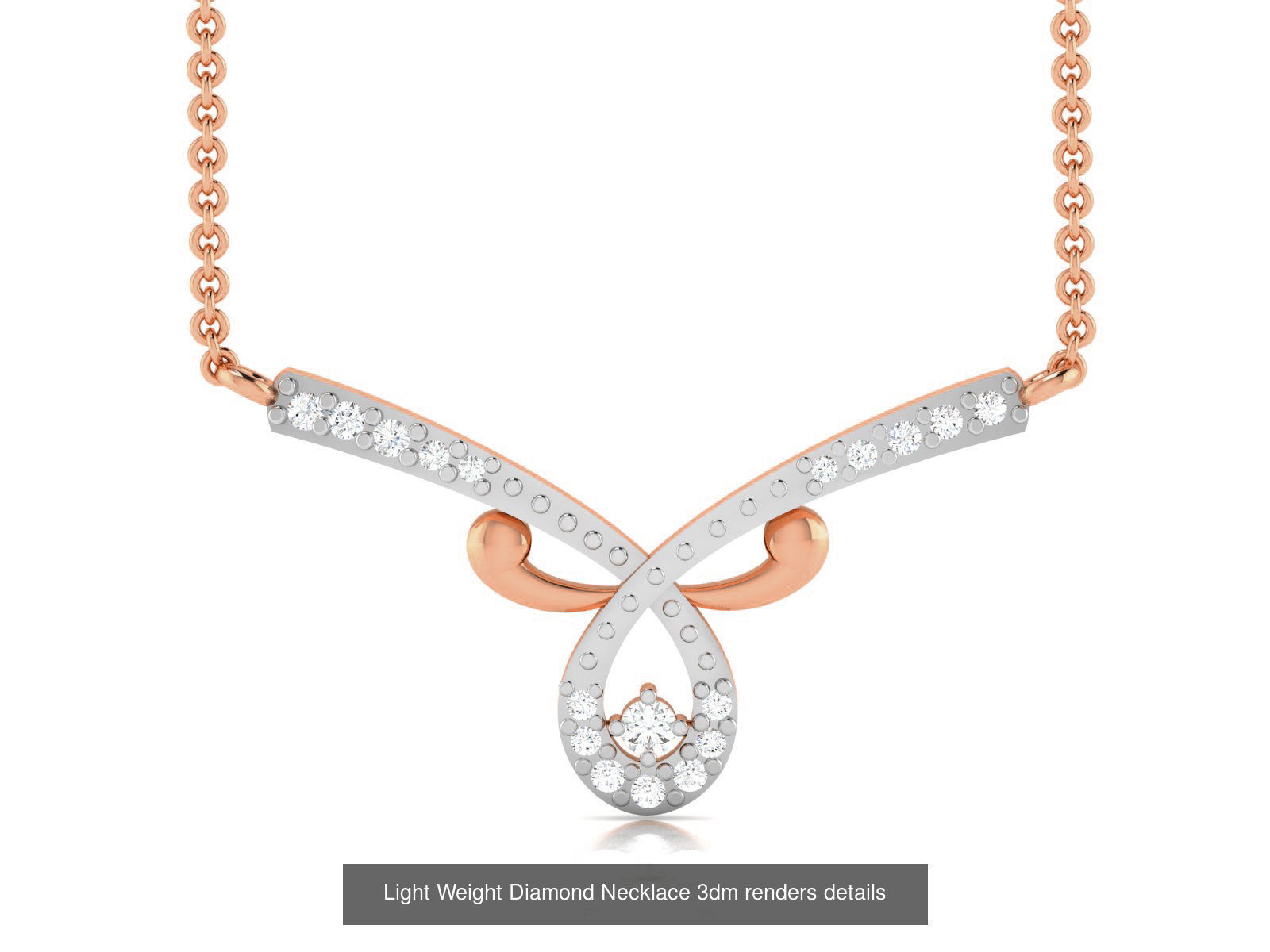 76 Light Weight Diamond Necklace 3dm renders details 3D Model Collection_66