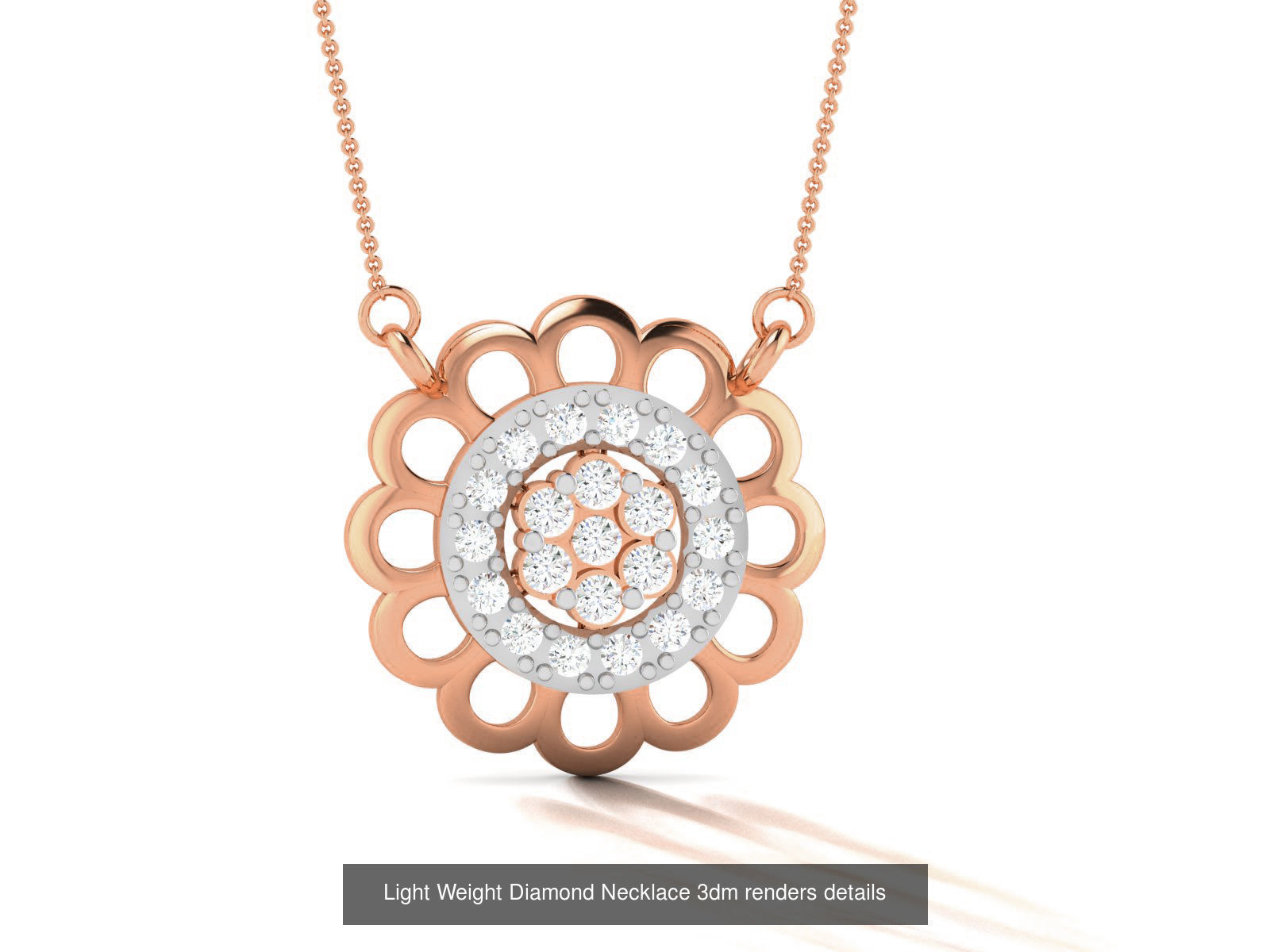 76 Light Weight Diamond Necklace 3dm renders details 3D Model Collection_35