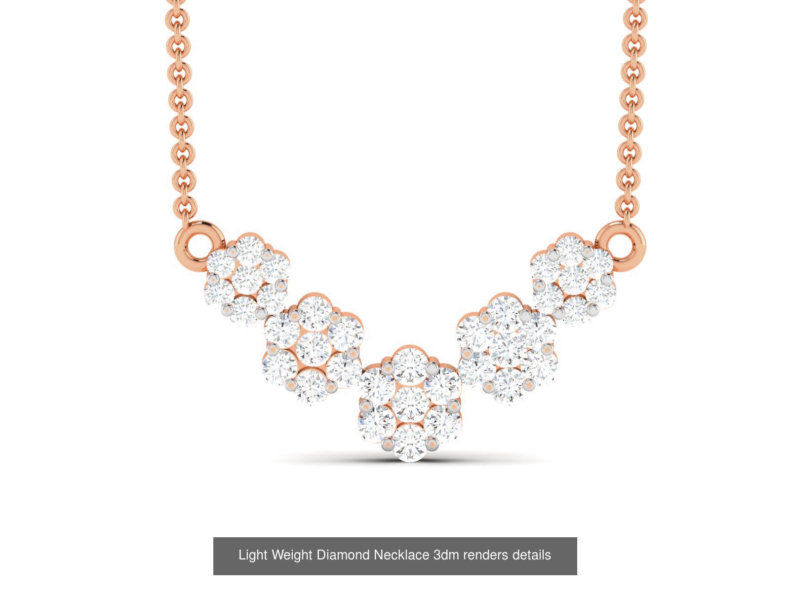 76 Light Weight Diamond Necklace 3dm renders details 3D Model Collection_18