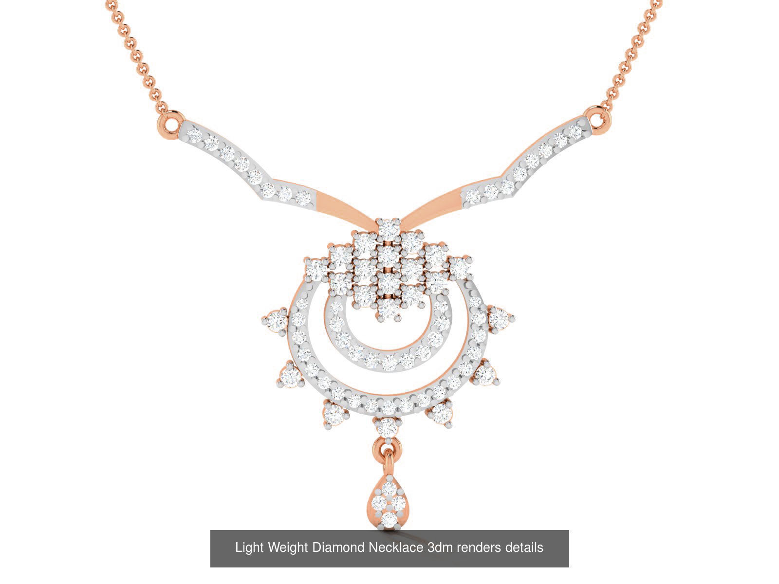 76 Light Weight Diamond Necklace 3dm renders details 3D Model Collection_10