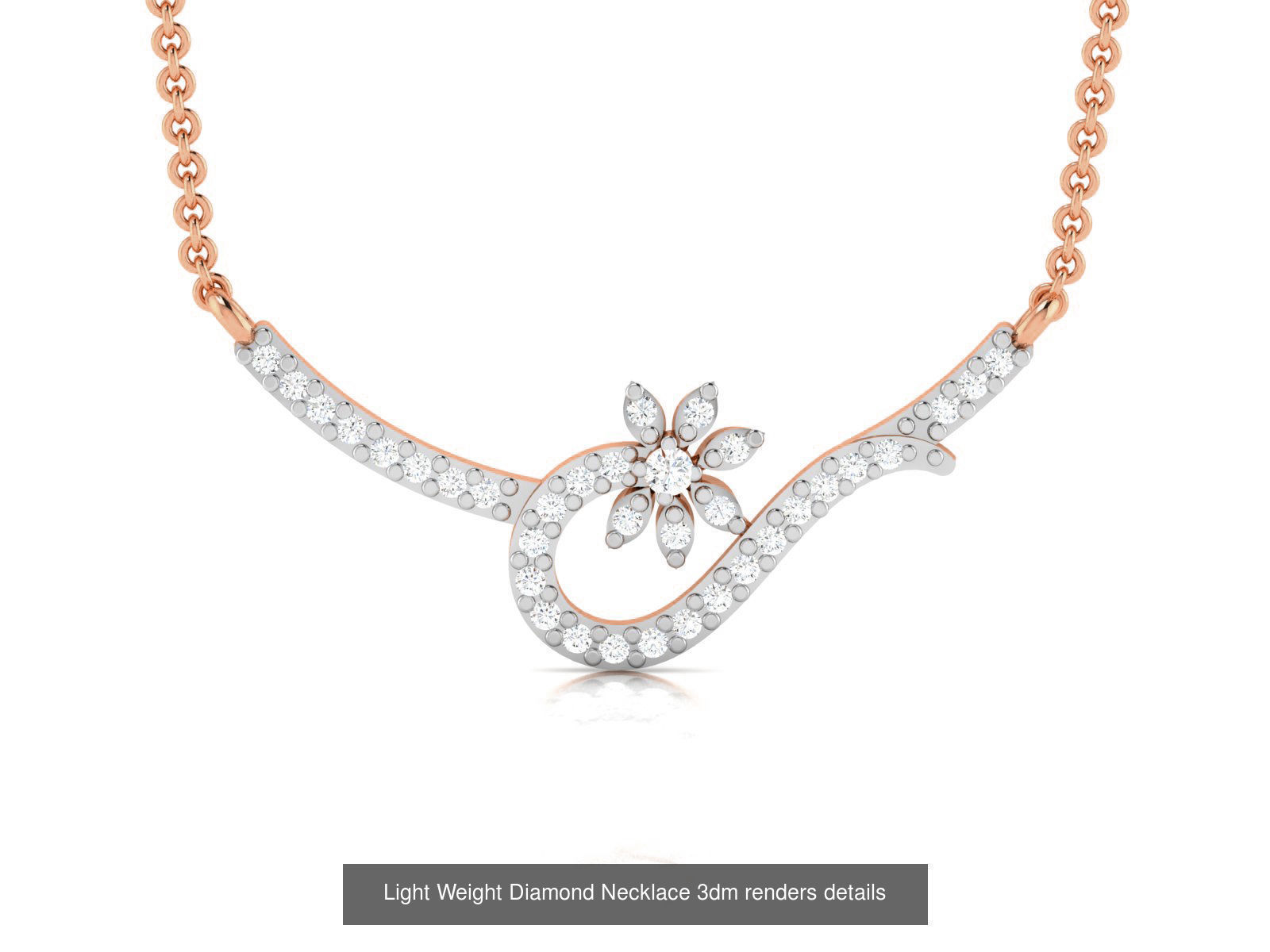 76 Light Weight Diamond Necklace 3dm renders details 3D Model Collection_67