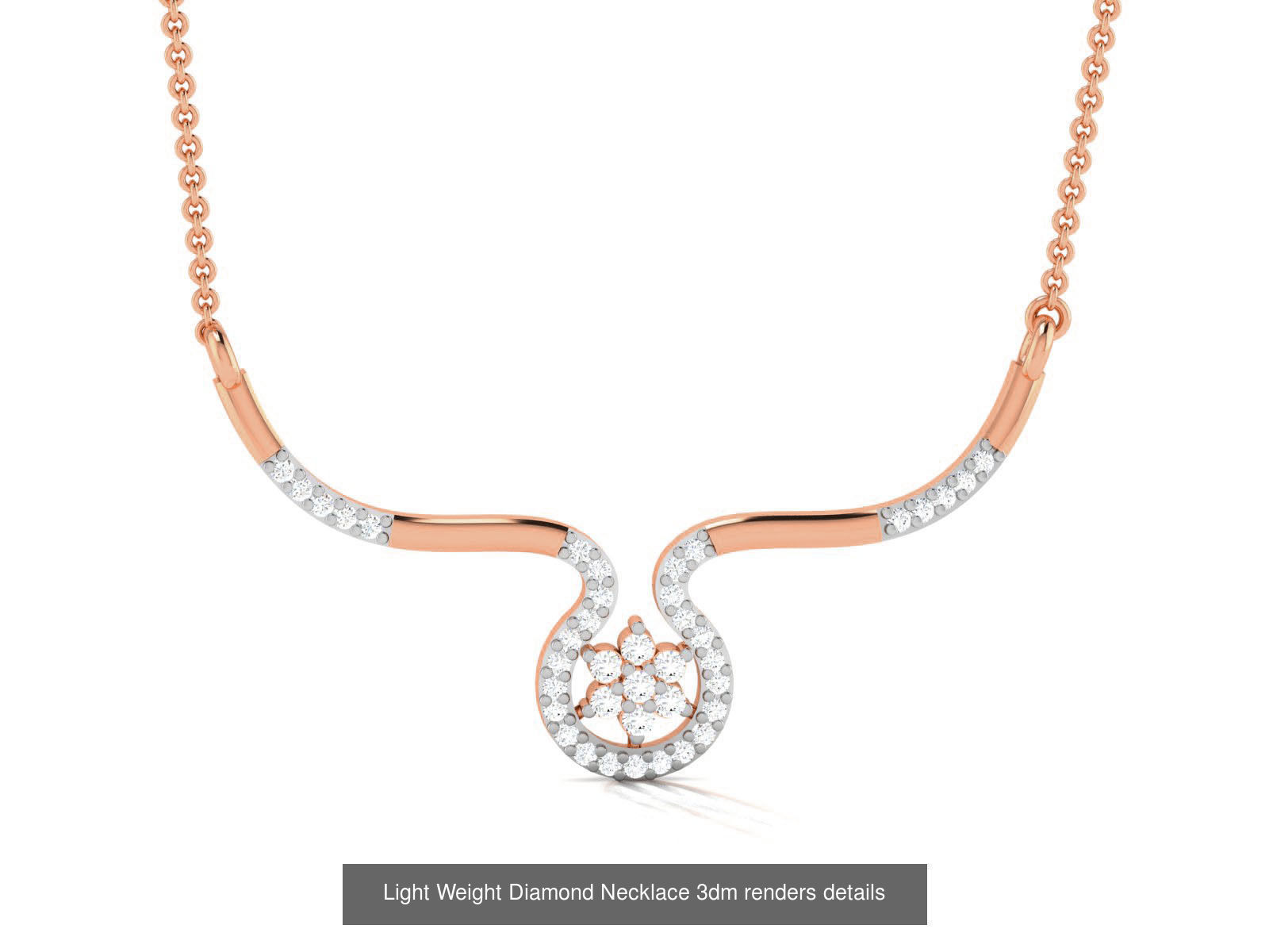 76 Light Weight Diamond Necklace 3dm renders details 3D Model Collection_80