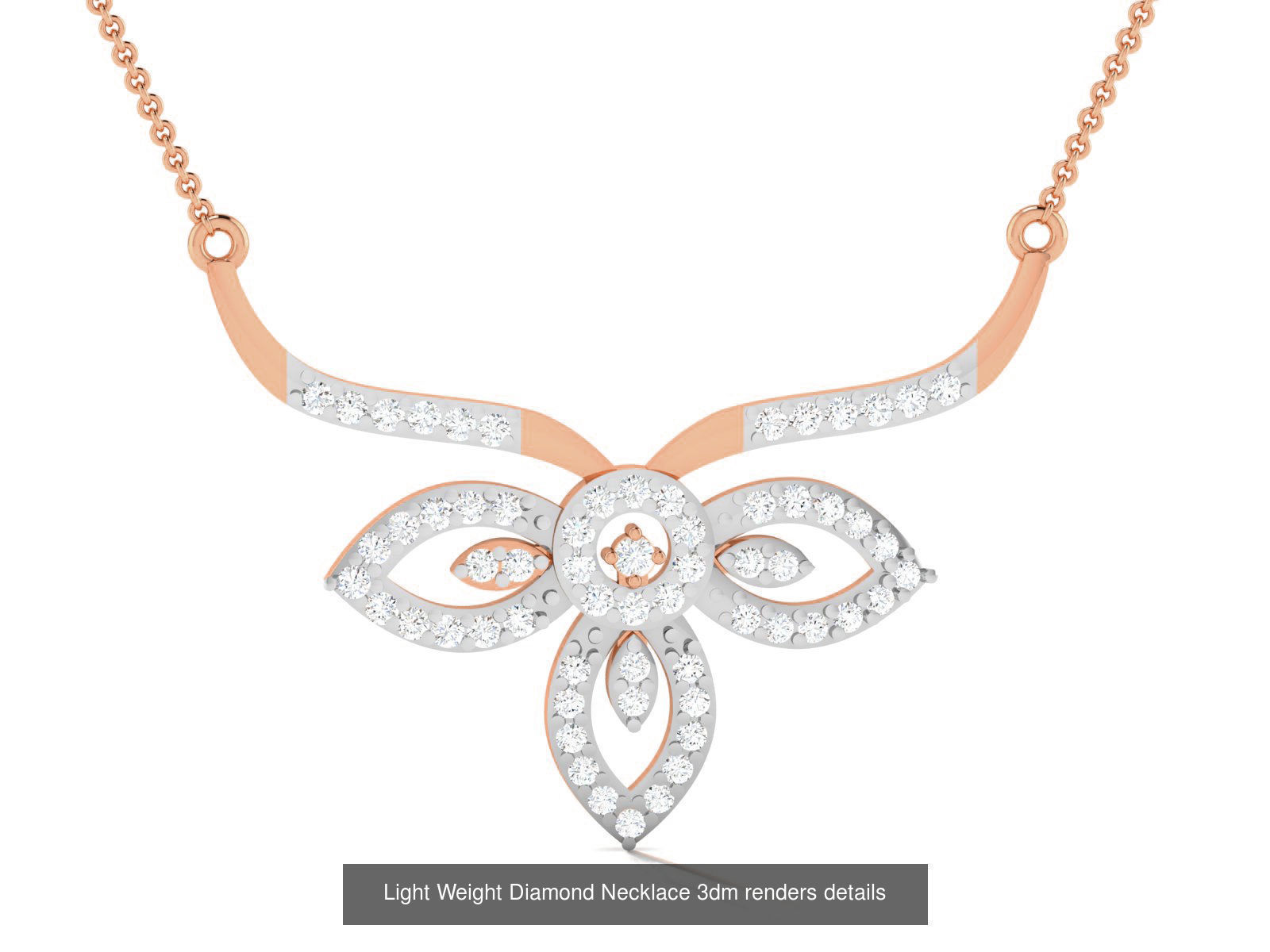76 Light Weight Diamond Necklace 3dm renders details 3D Model Collection_13