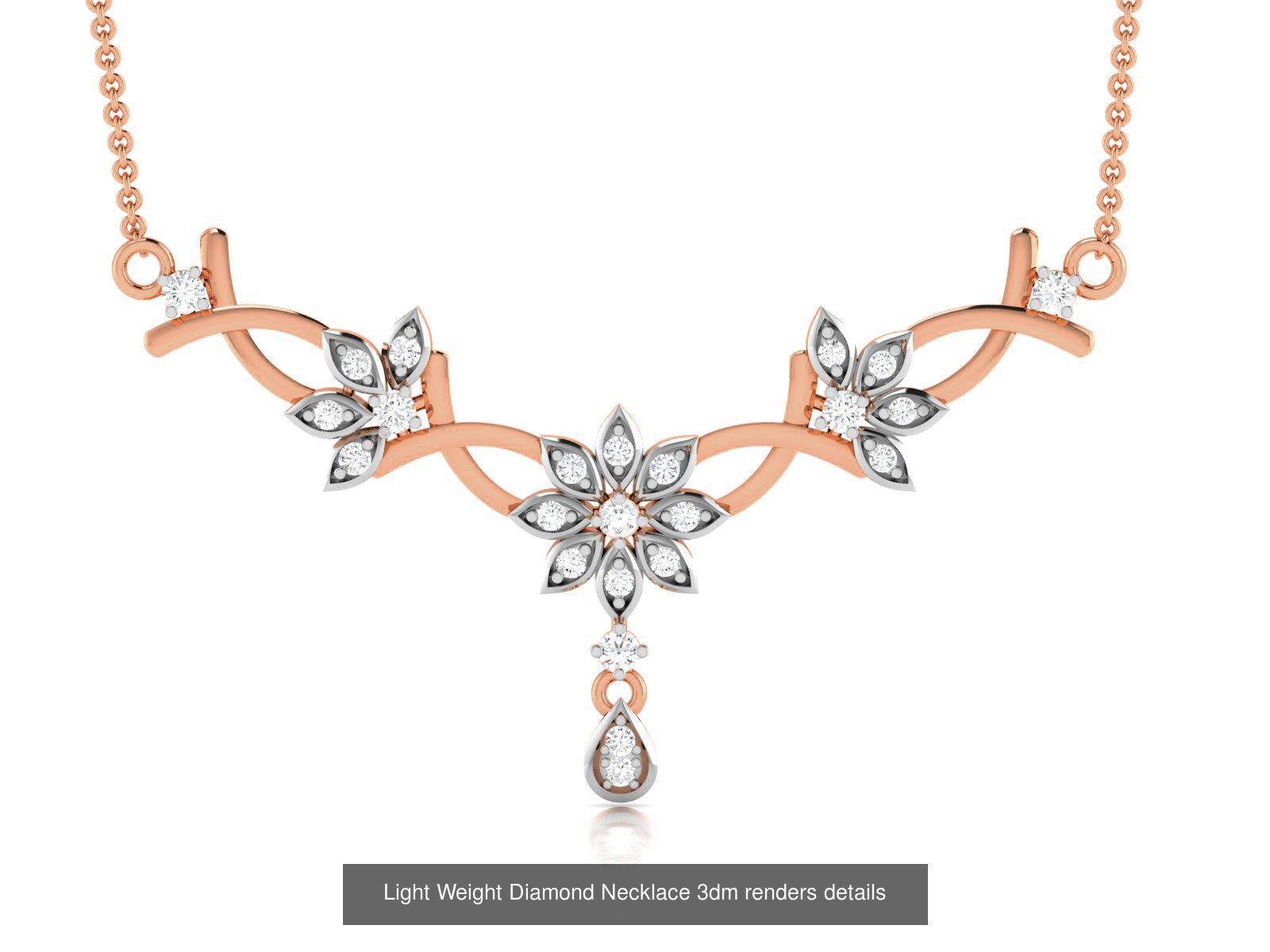 76 Light Weight Diamond Necklace 3dm renders details 3D Model Collection_48