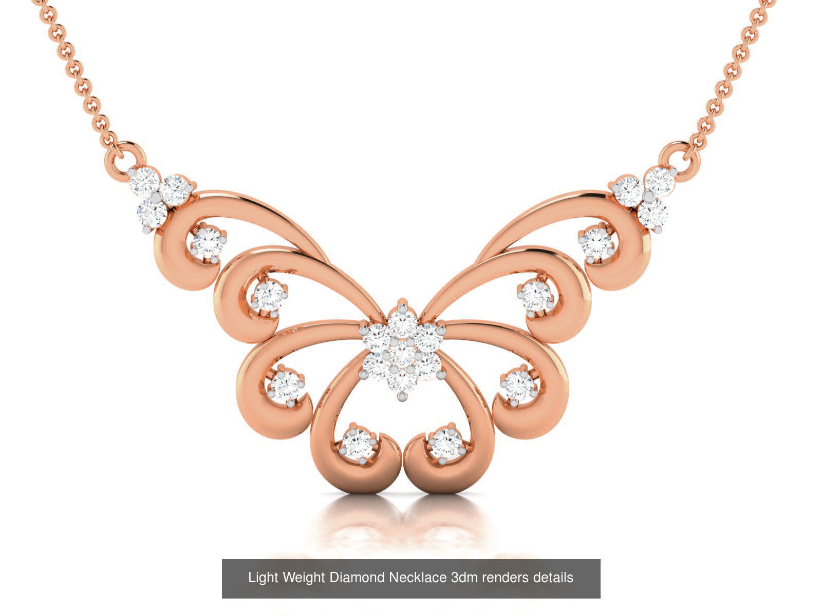 76 Light Weight Diamond Necklace 3dm renders details 3D Model Collection_55