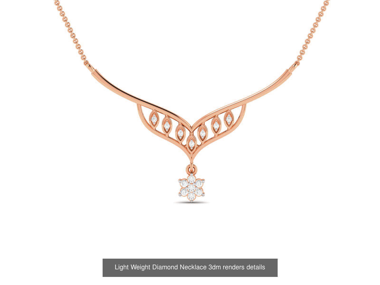76 Light Weight Diamond Necklace 3dm renders details 3D Model Collection_42