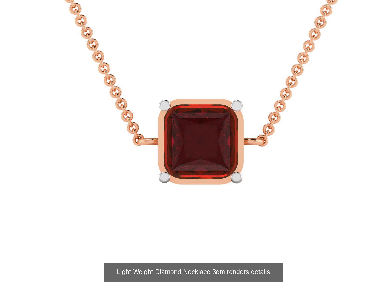 76 Light Weight Diamond Necklace 3dm renders details 3D Model Collection_30