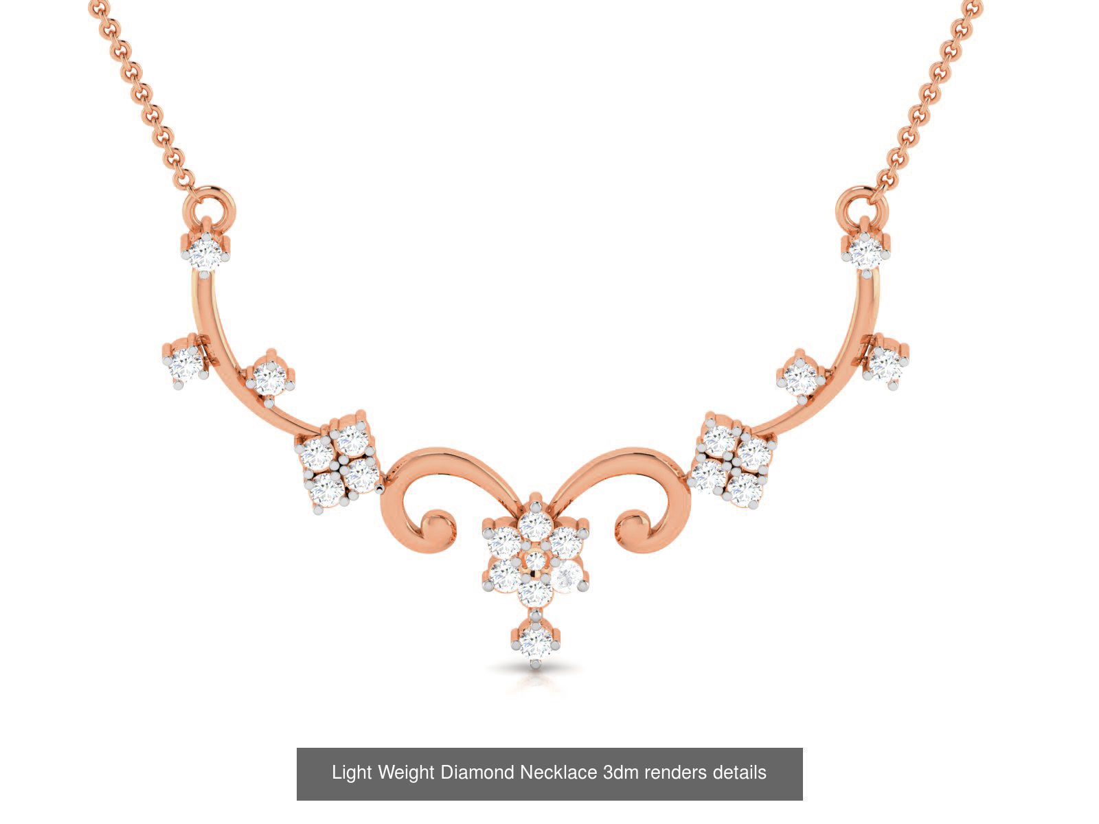76 Light Weight Diamond Necklace 3dm renders details 3D Model Collection_57