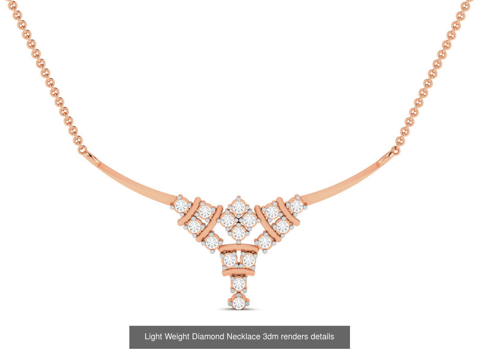 76 Light Weight Diamond Necklace 3dm renders details 3D Model Collection_60