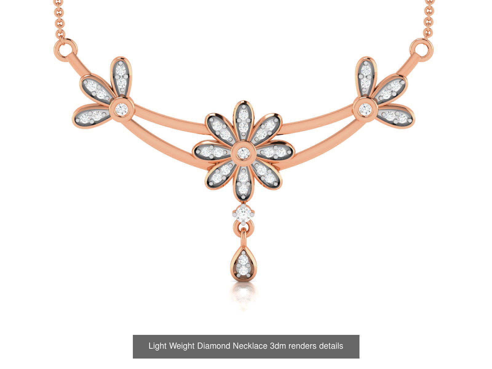 76 Light Weight Diamond Necklace 3dm renders details 3D Model Collection_49