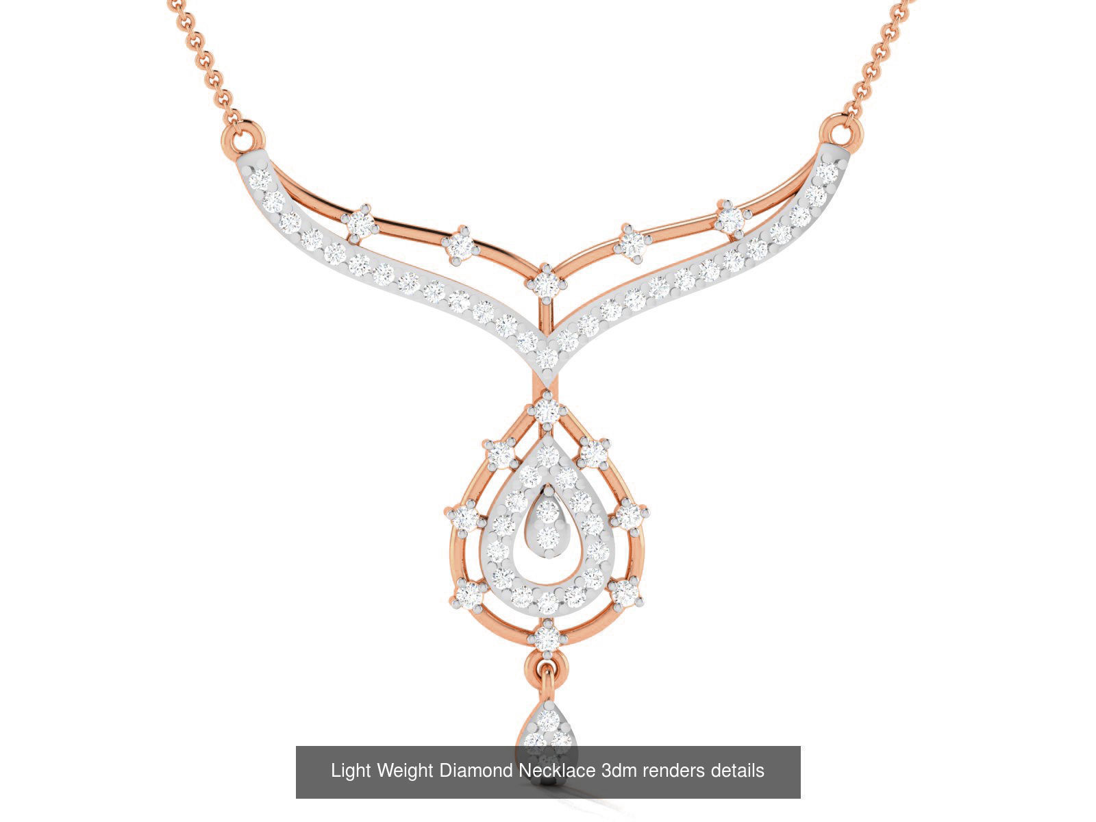 76 Light Weight Diamond Necklace 3dm renders details 3D Model Collection_11