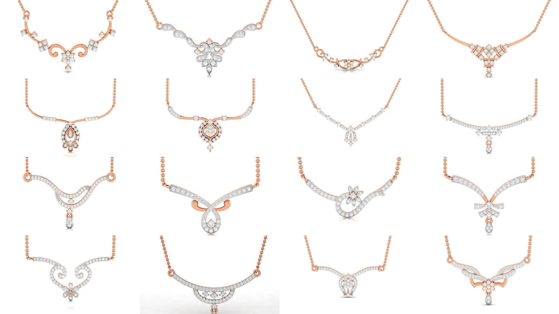 76 Light Weight Diamond Necklace 3dm renders details 3D Model Collection_5