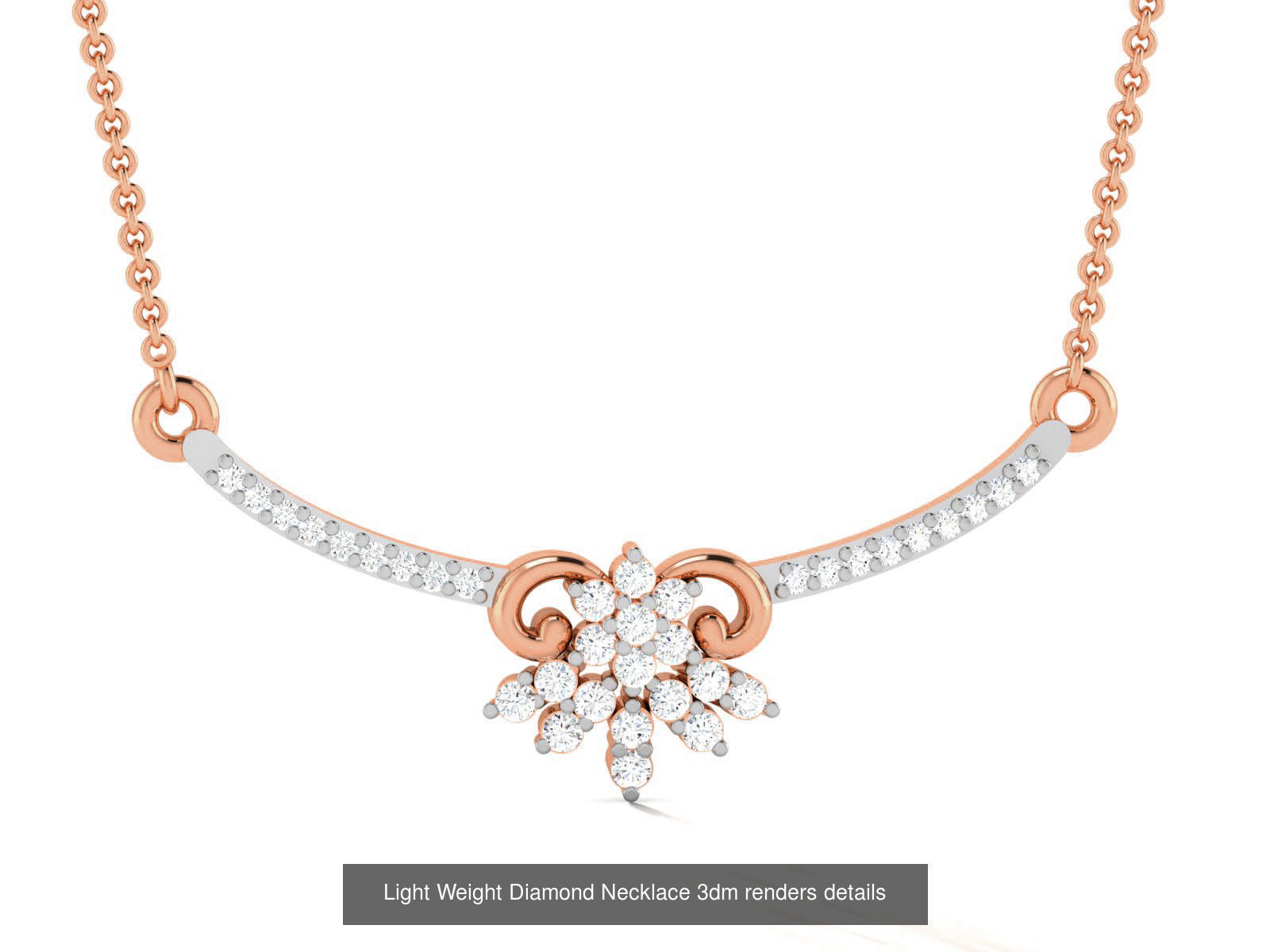 76 Light Weight Diamond Necklace 3dm renders details 3D Model Collection_81