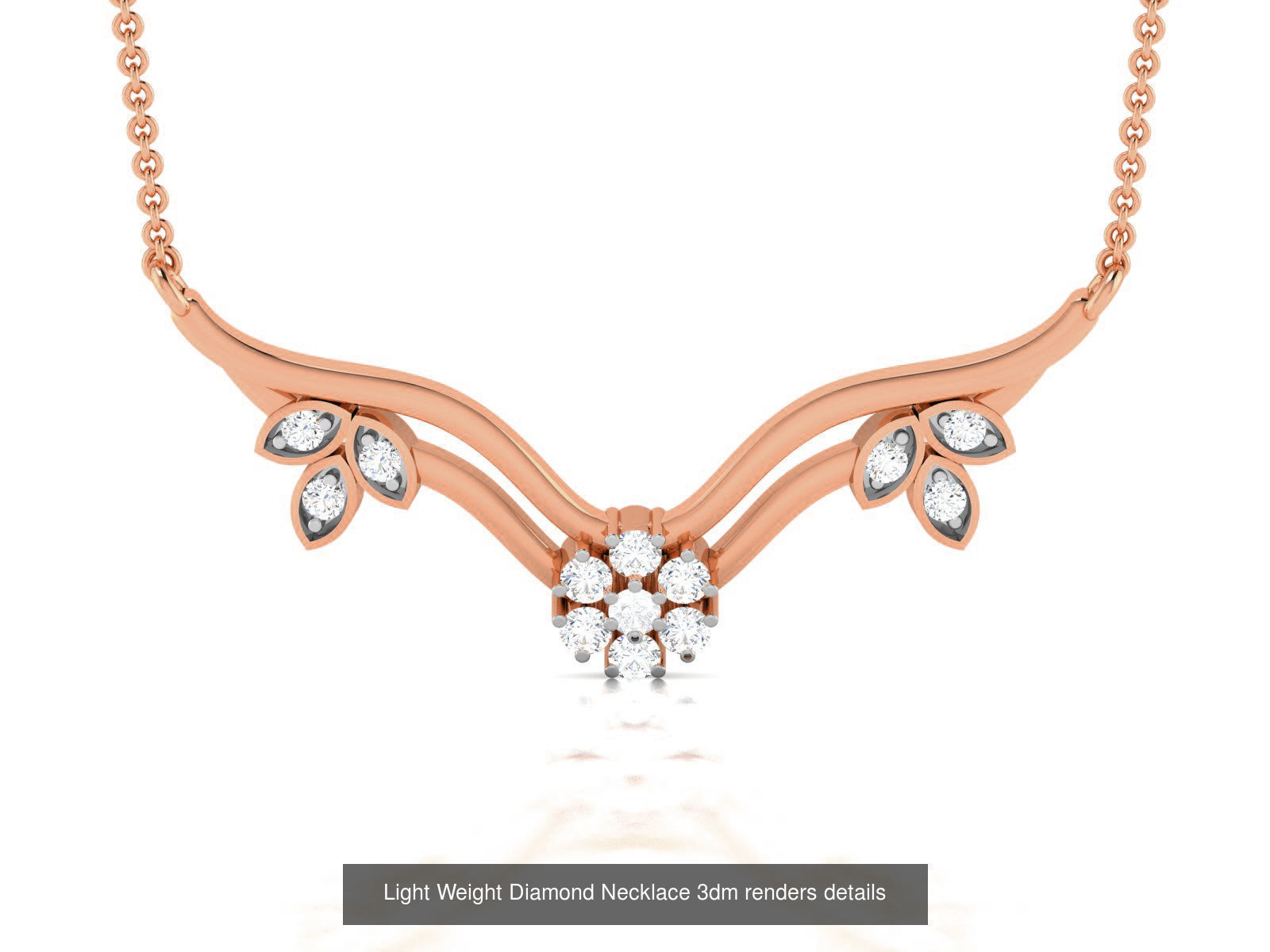 76 Light Weight Diamond Necklace 3dm renders details 3D Model Collection_56