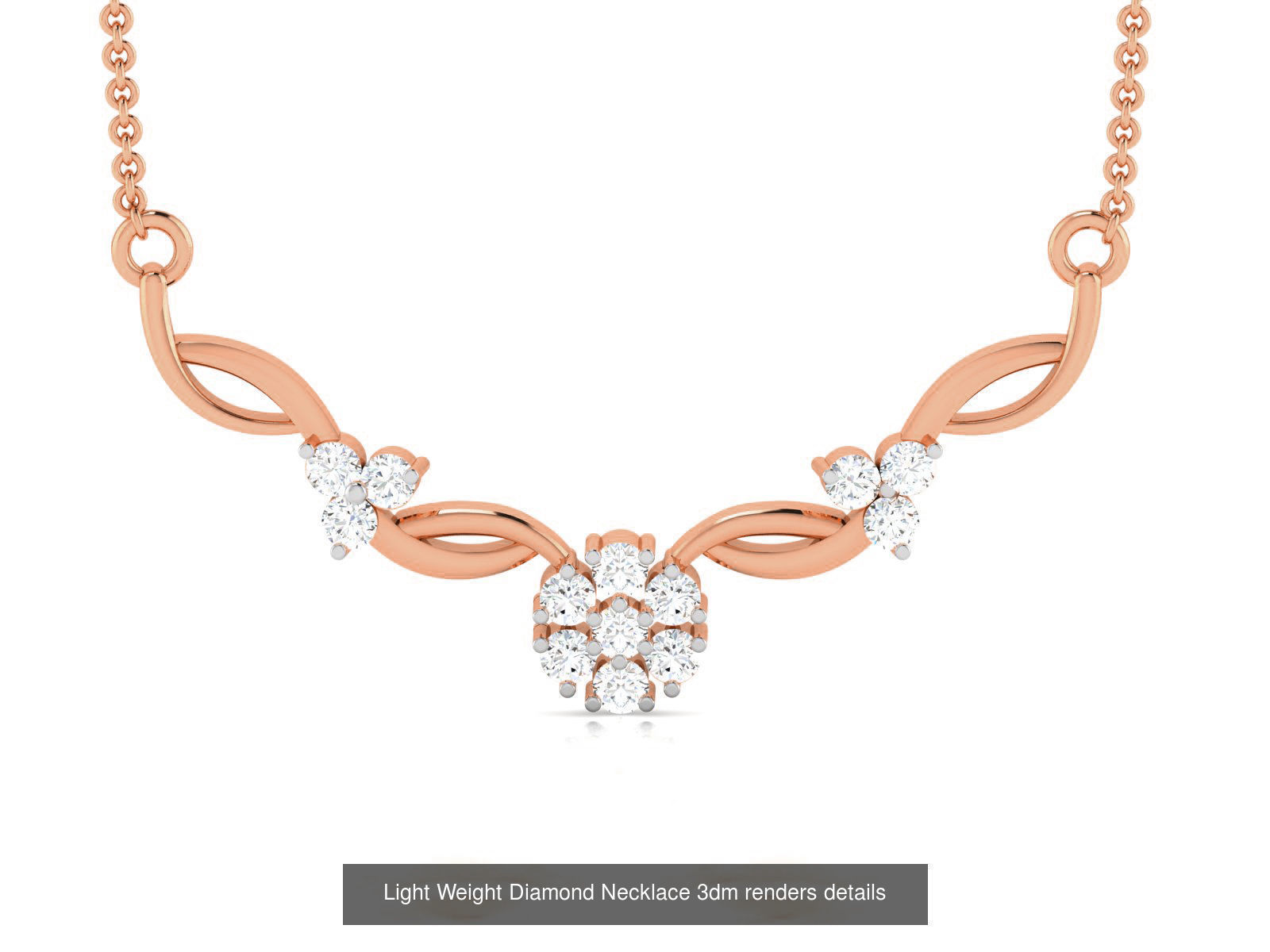 76 Light Weight Diamond Necklace 3dm renders details 3D Model Collection_52