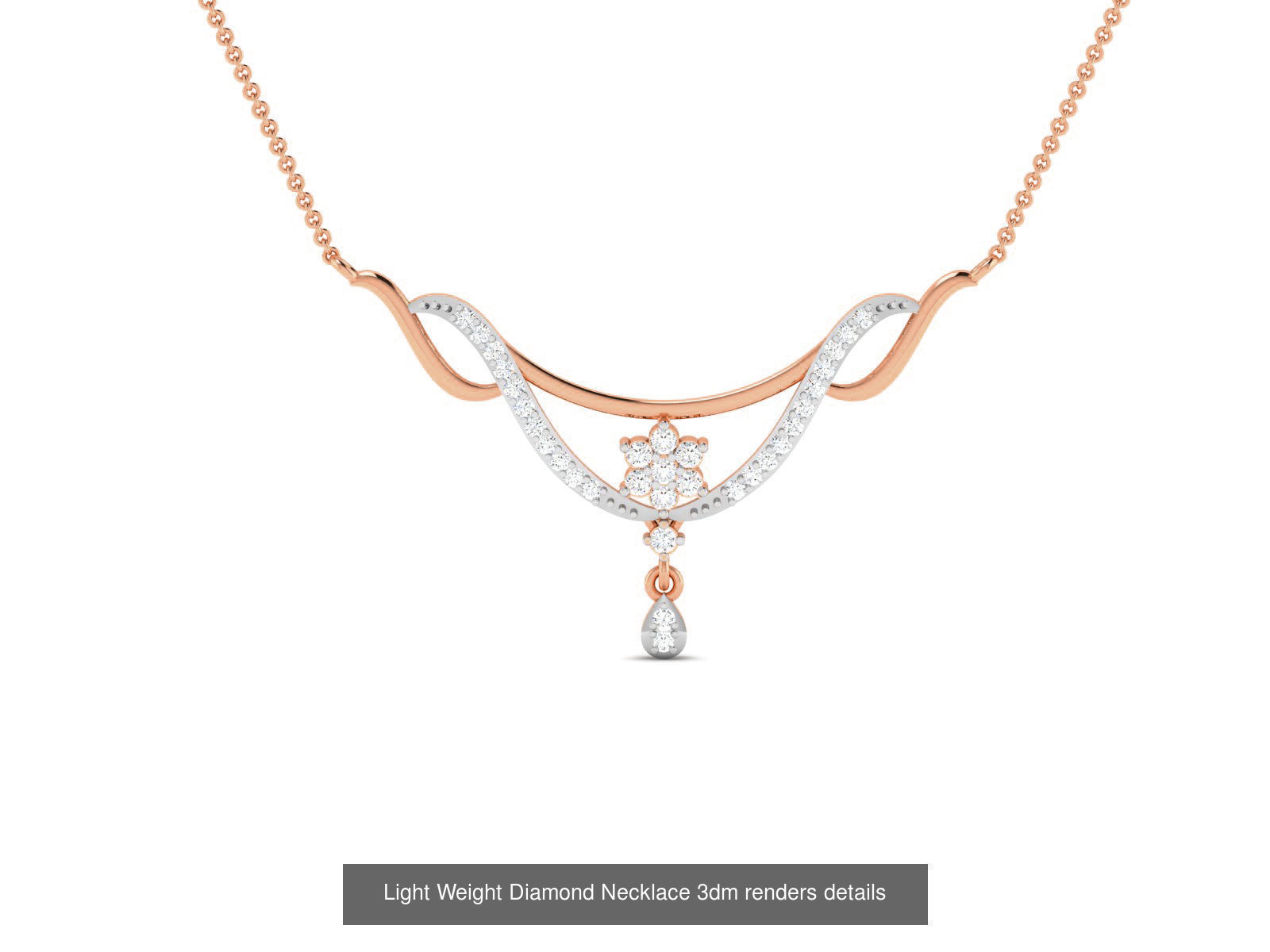 76 Light Weight Diamond Necklace 3dm renders details 3D Model Collection_41