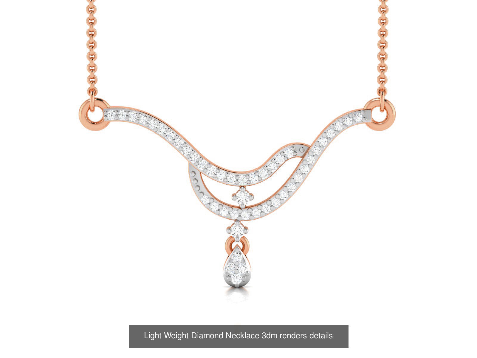 76 Light Weight Diamond Necklace 3dm renders details 3D Model Collection_65