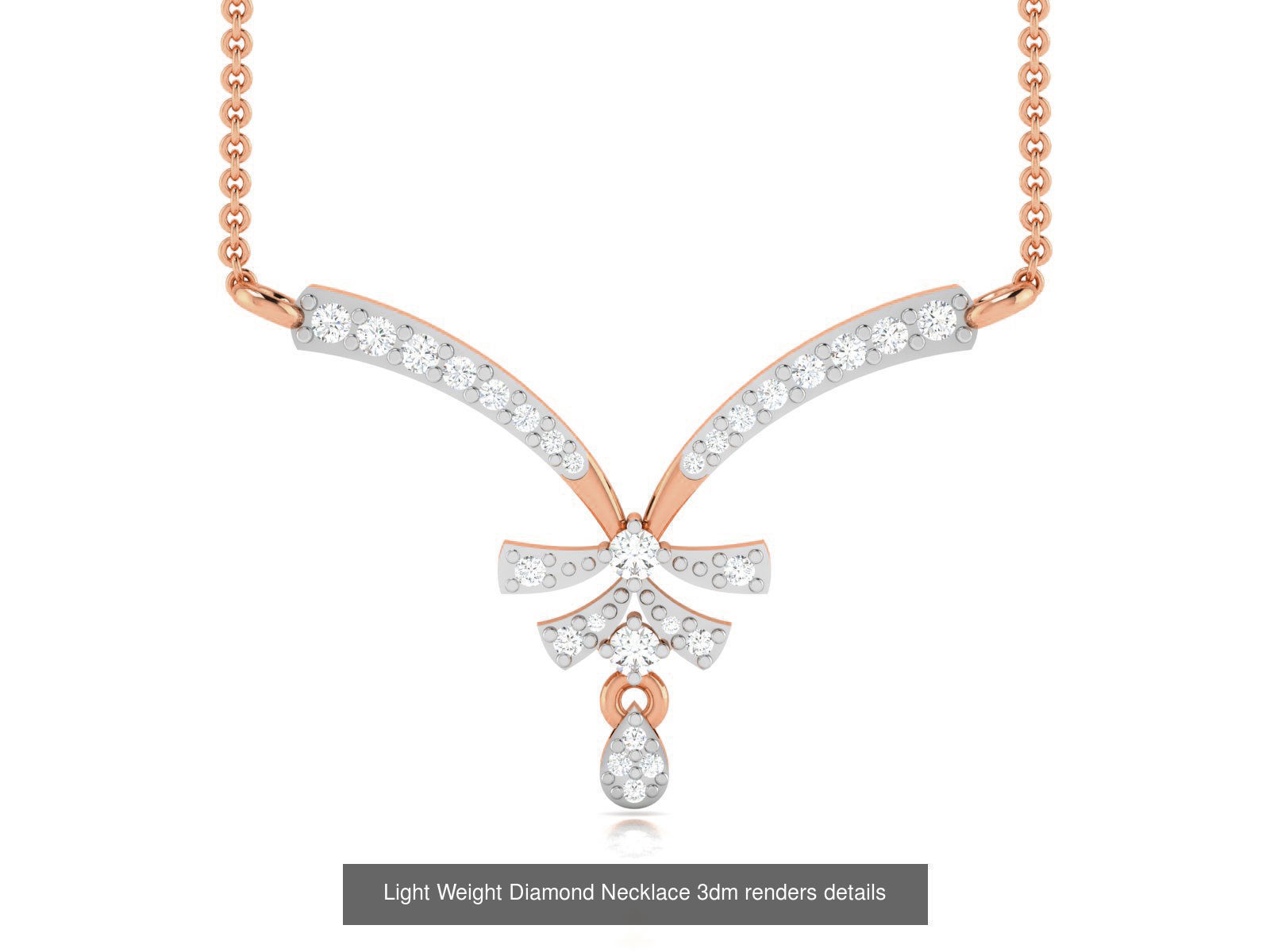 76 Light Weight Diamond Necklace 3dm renders details 3D Model Collection_68