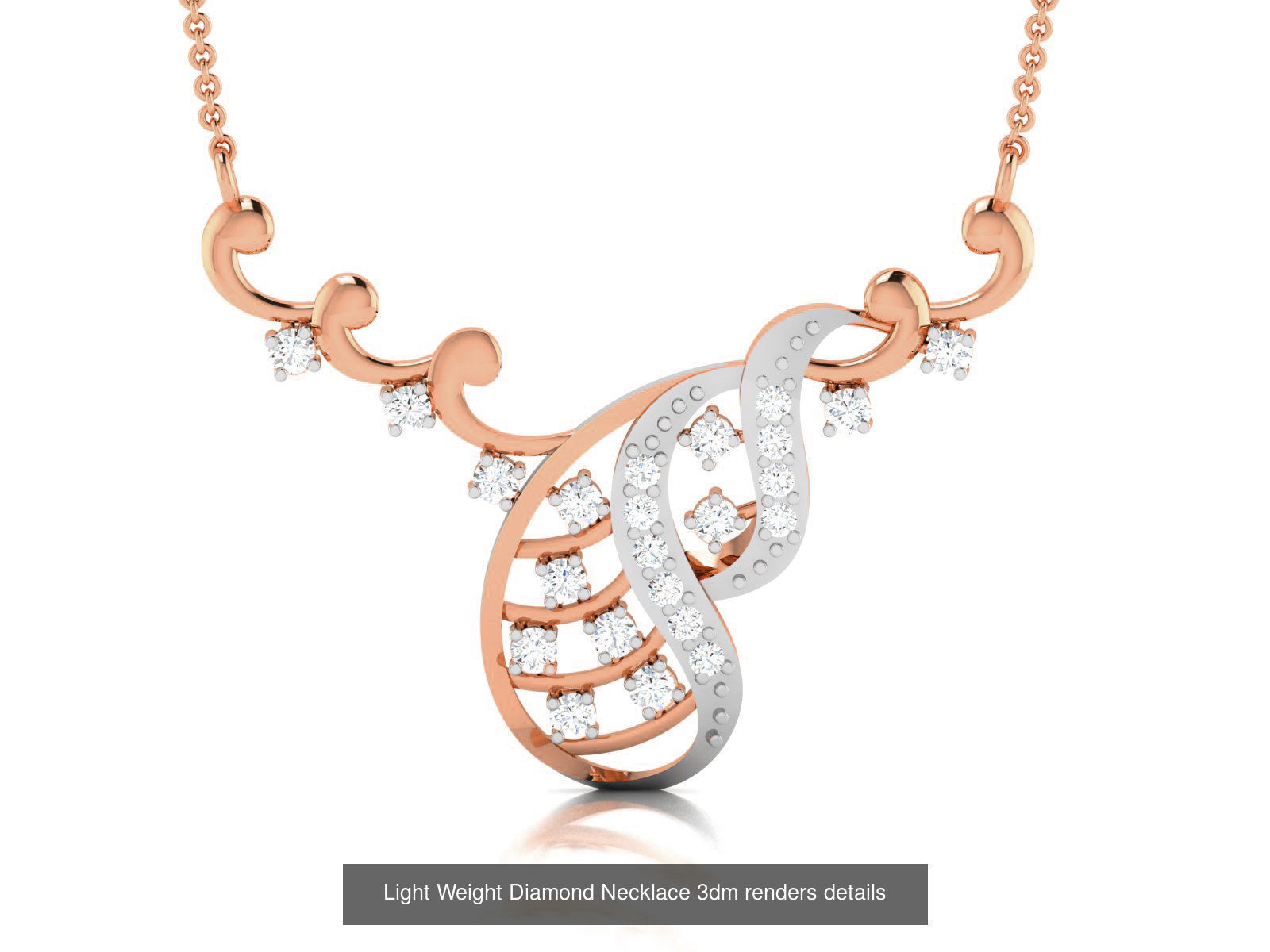 76 Light Weight Diamond Necklace 3dm renders details 3D Model Collection_44