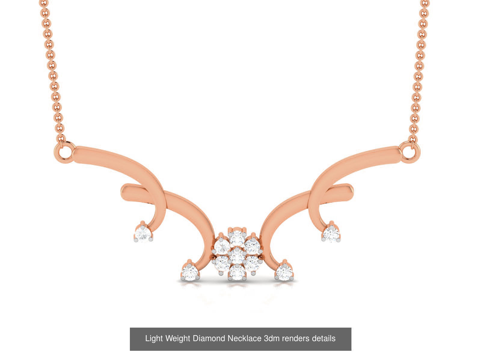 76 Light Weight Diamond Necklace 3dm renders details 3D Model Collection_53