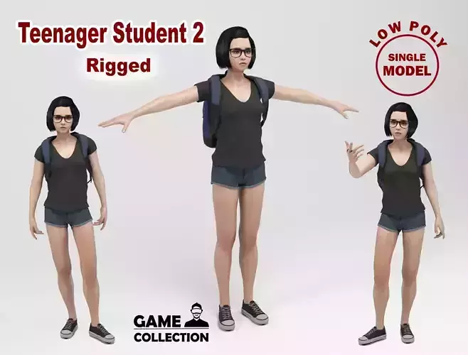 Teenager Student 2 Low-poly 3D model