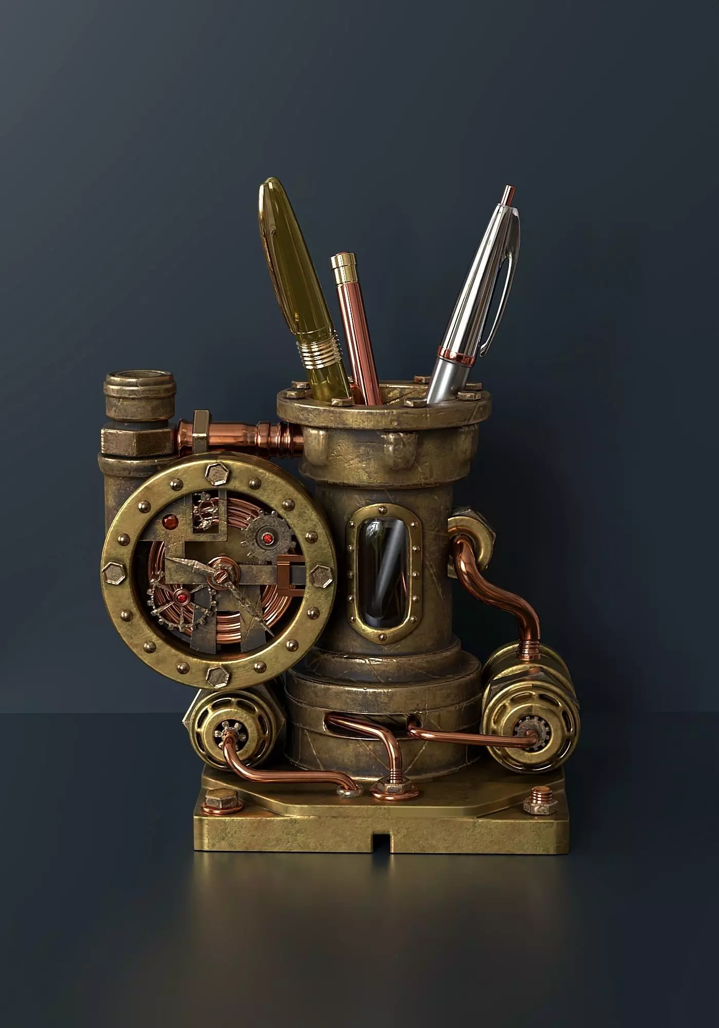 Steampunk desktop pencil holder 3D model