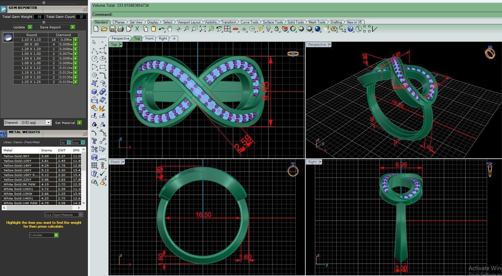  C4 The luxury female ring with gems wedding 3D Model Collection_11