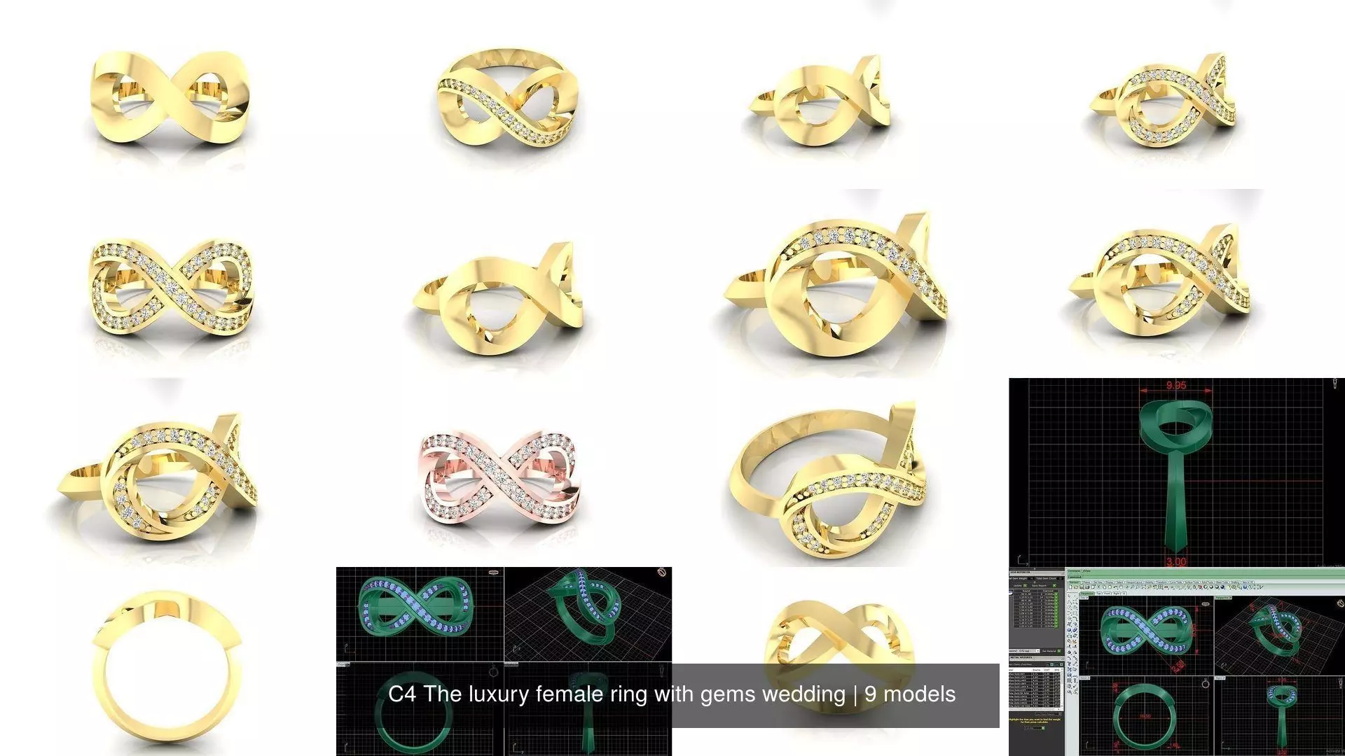  C4 The luxury female ring with gems wedding 3D Model Collection_1
