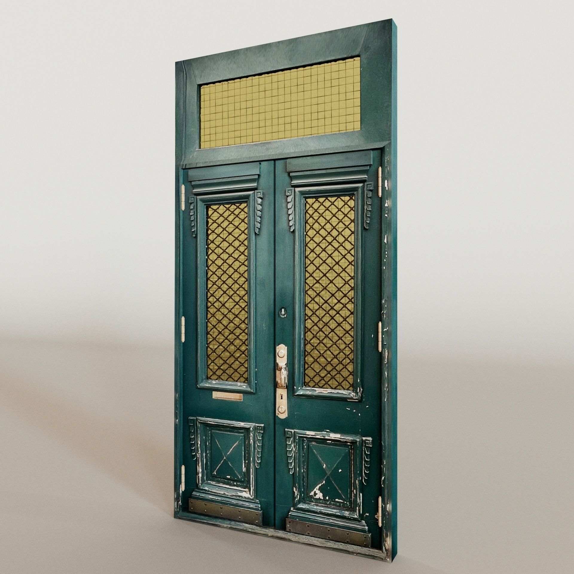 Old green door 3D model_1