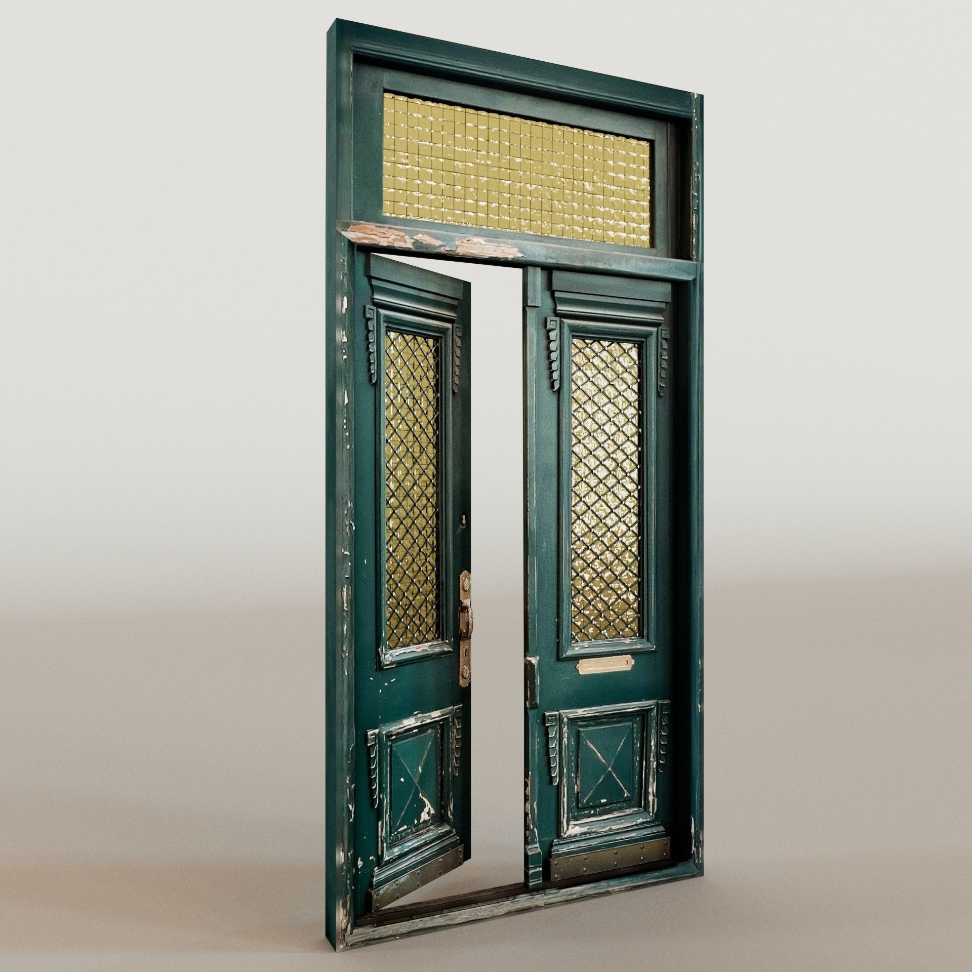 Old green door 3D model_2