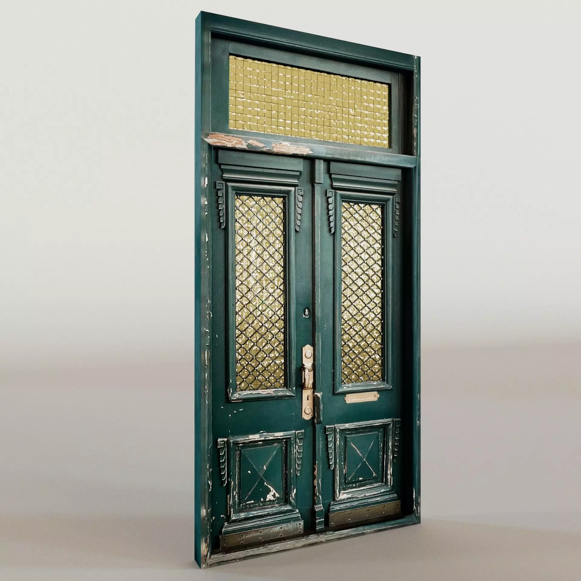 Old green door 3D model_0