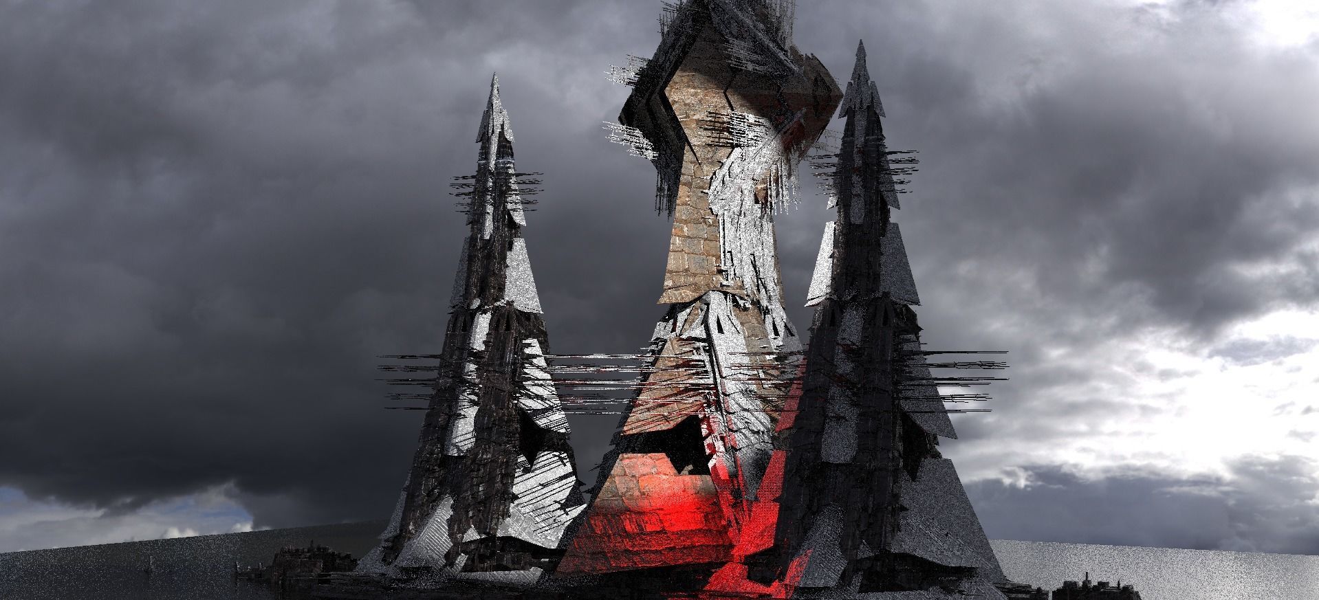 Sci-Fi Nile RiverTowers  Low-poly 3D model_1